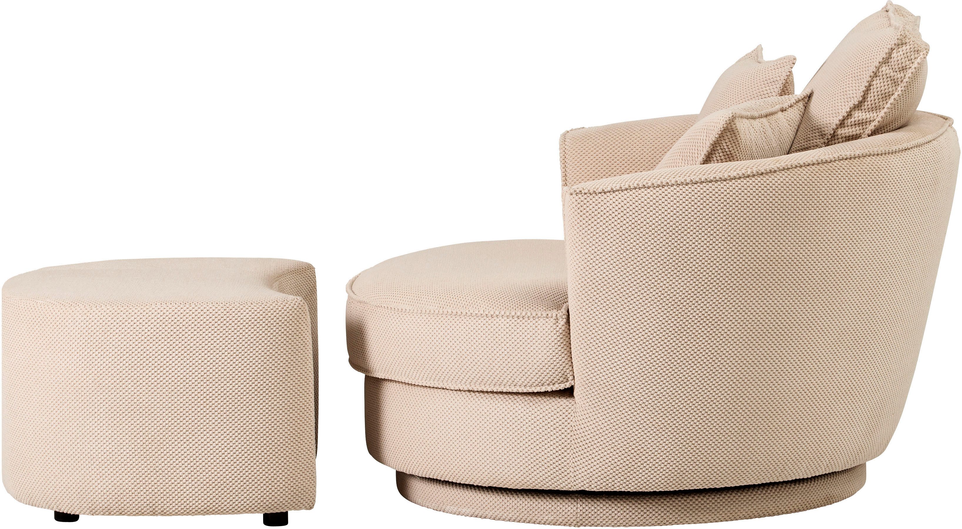 Leonique Draaibare fauteuil MAISIE, Love Seat XXL leesfauteuil, grote fauteuil met poef(2 stuks)