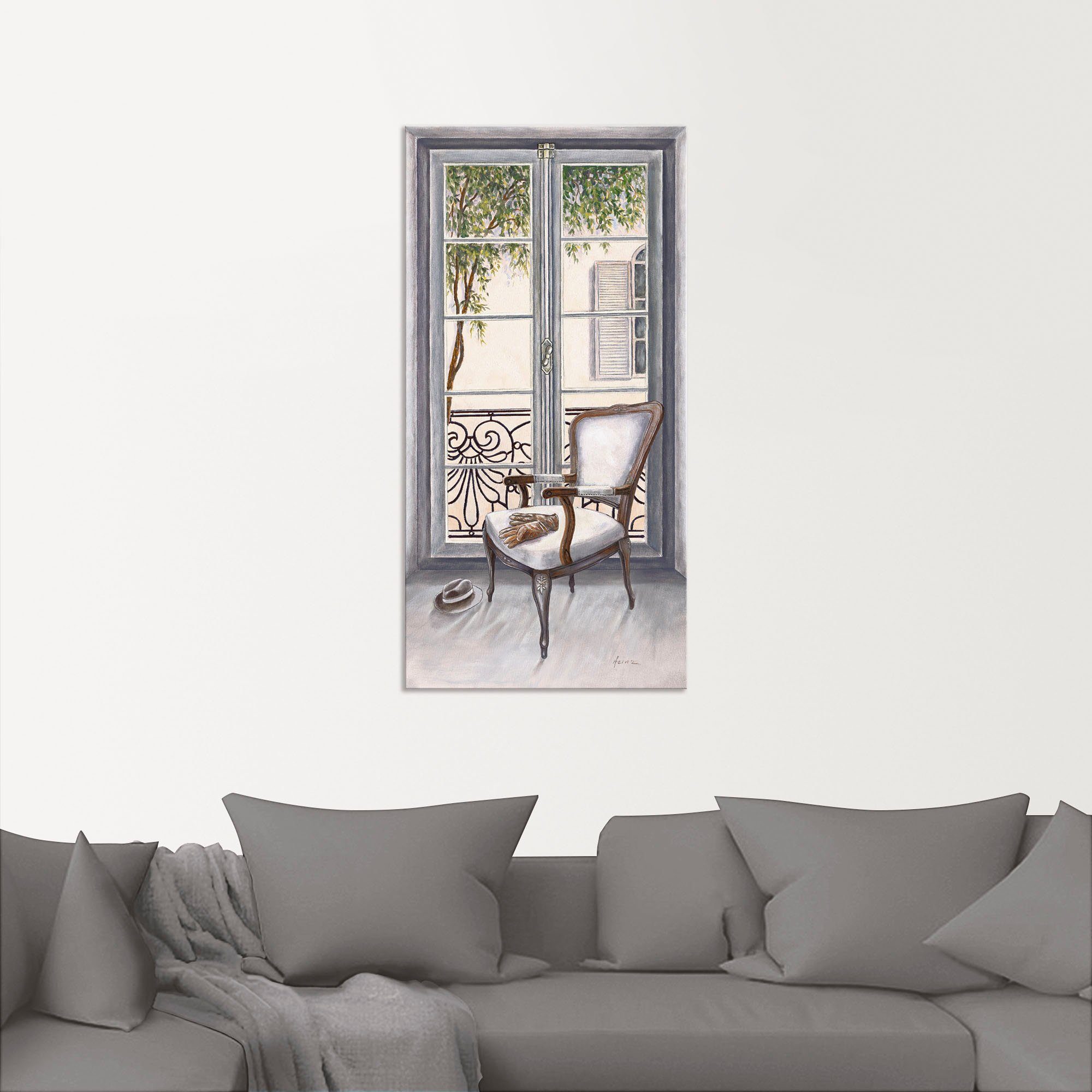 Artland Artprint Fauteuil voor een raam als artprint van aluminium, artprint voor buiten, artprint op linnen, poster, muursticker