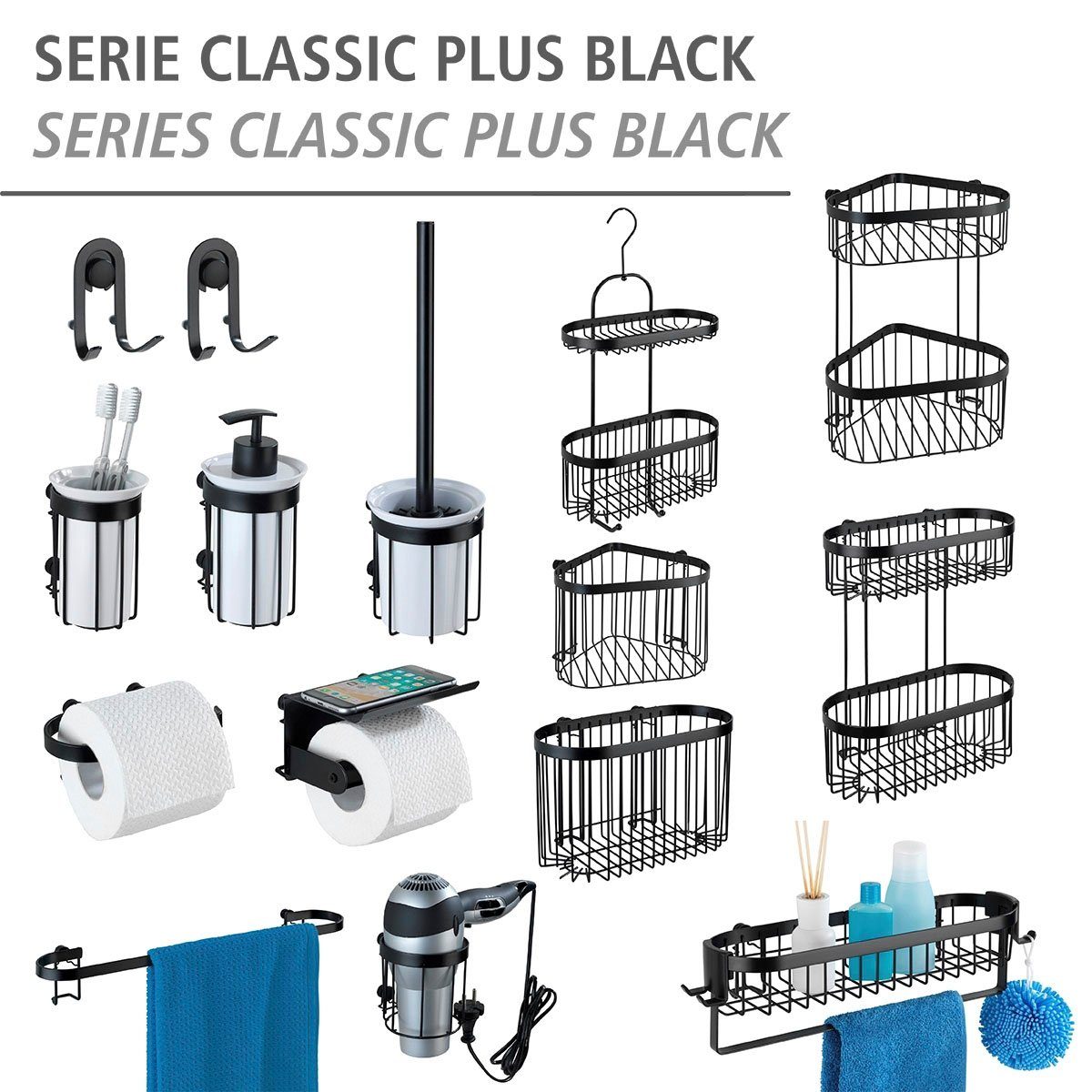 WENKO Wandplank Classic plus black rekken & planken zwart