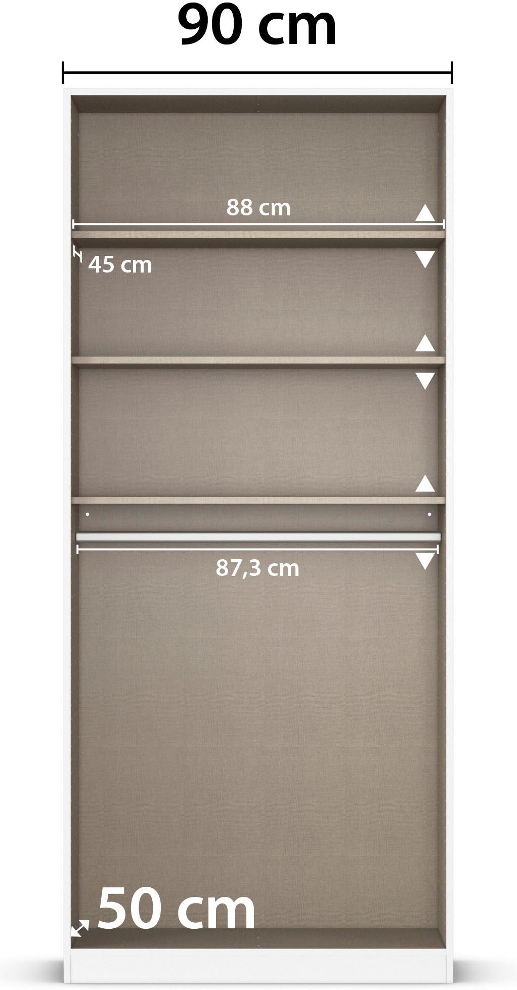 rauch Draaideurkast Kleiderschrank Schrank Garderobe AGORDO TOPSELLER Schlafzimmer doordachte binnenuitrusting, in 6 breedtes en 2 hoogtes made in germany