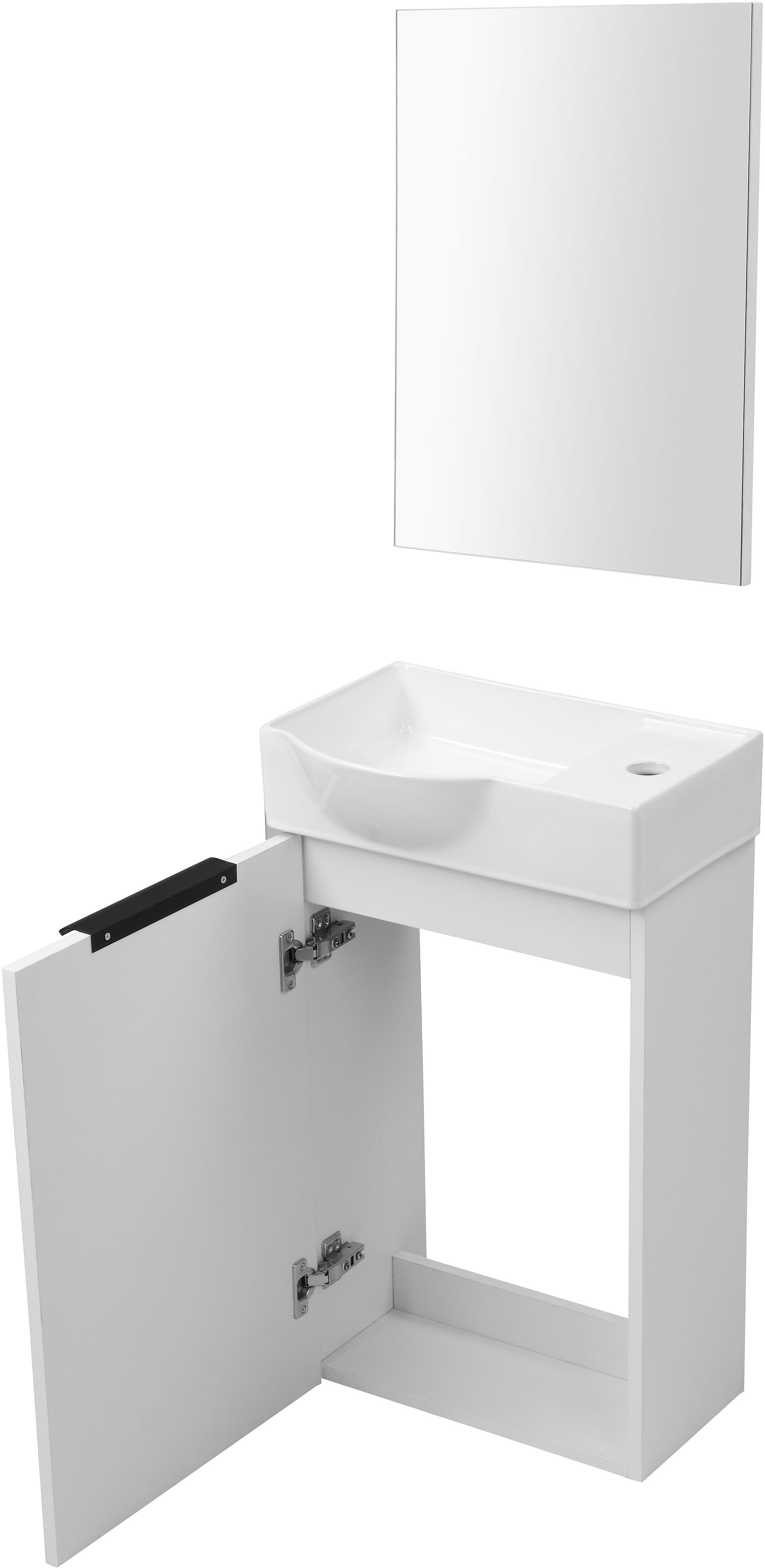 welltime Badmeubelset Sienna gastbad ruimtebesparend Meubelset badkamer, 3-delig, hoogglans 41 cm, wit, softclose(complete set, 3 stuks)