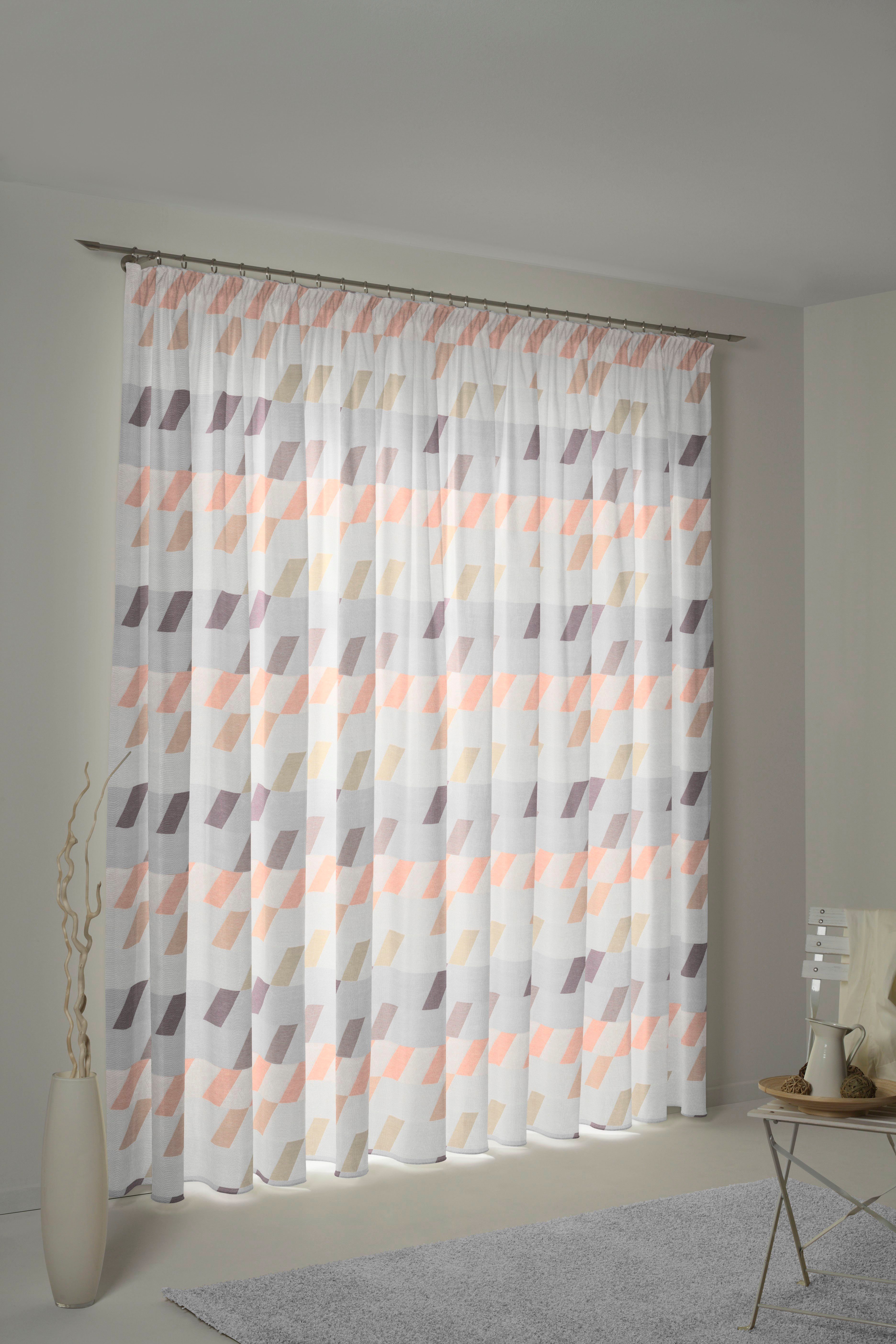 Wirth Gordijn Bray (1 stuk) kant & klaar gordijnen maat 132 cm x 245 cm roze