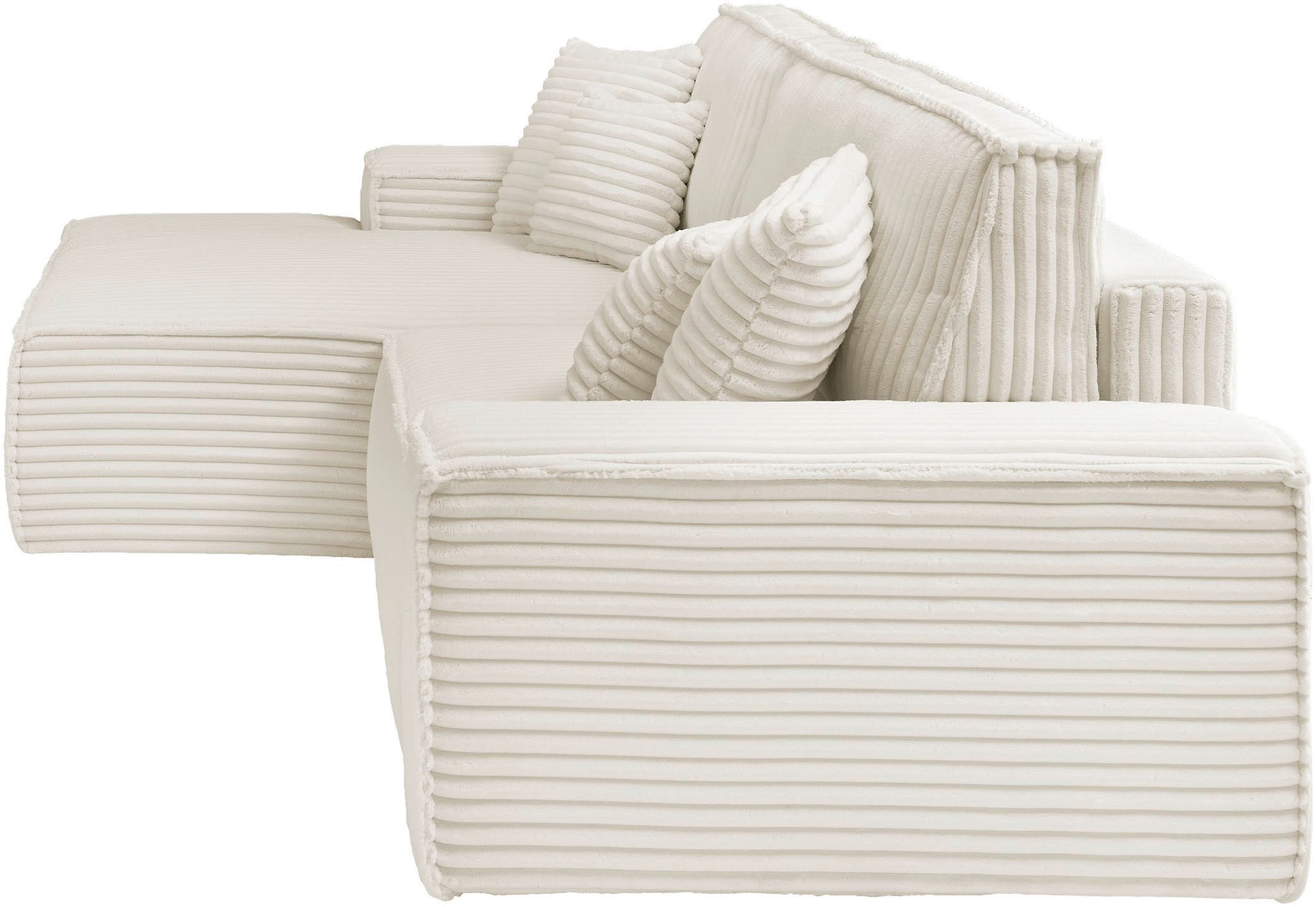 andas Hoekbank FINNLEY Slaapbank 267 cm, L-vorm met Slaapfunctie & Bedlade beschikbaar in de stofkwaliteiten bouclé, structuur fijn en mega cord