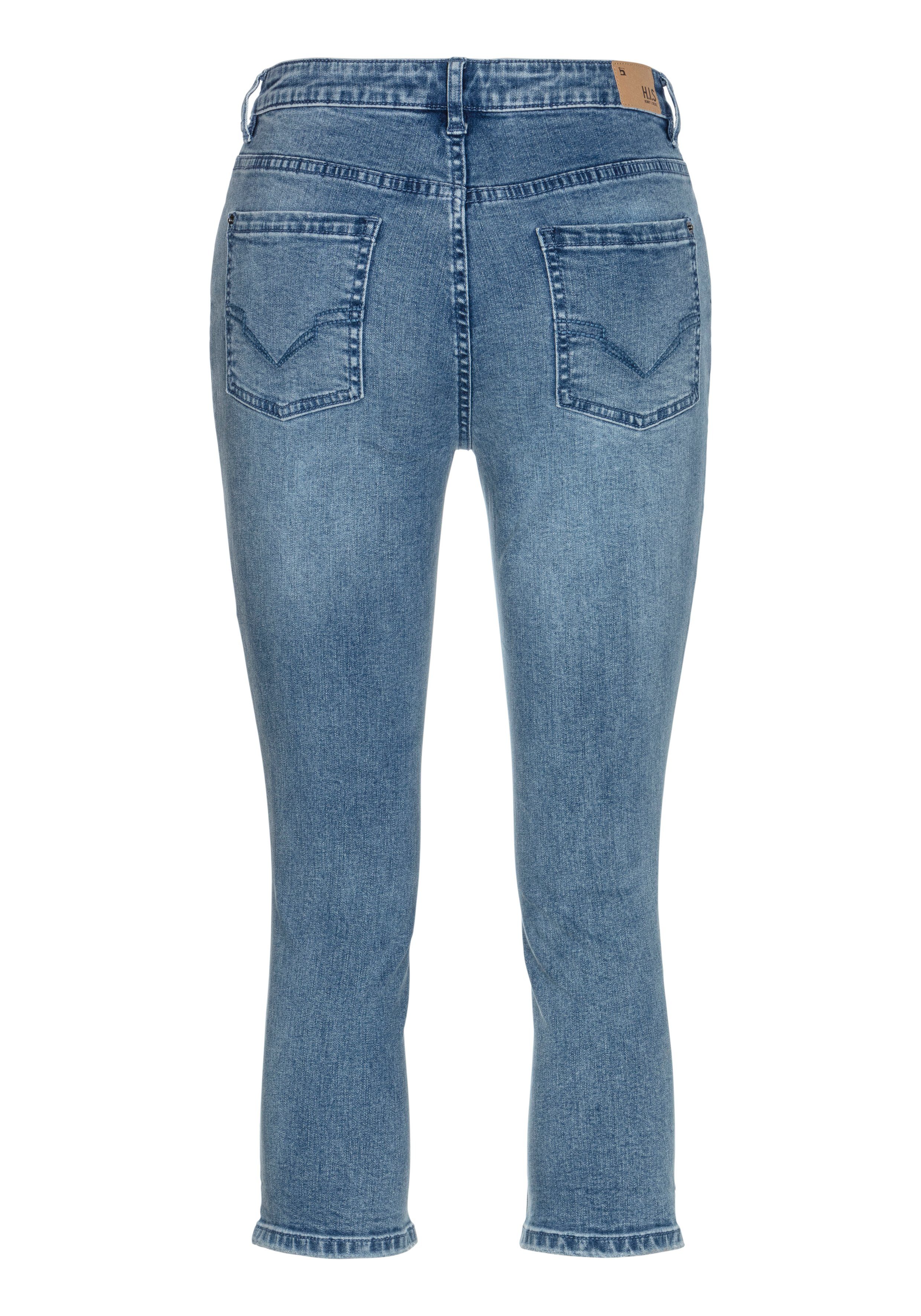 H.I.S Capri jeans smalle broekpasvorm opgerolde pijpafsluitingen hoge taille