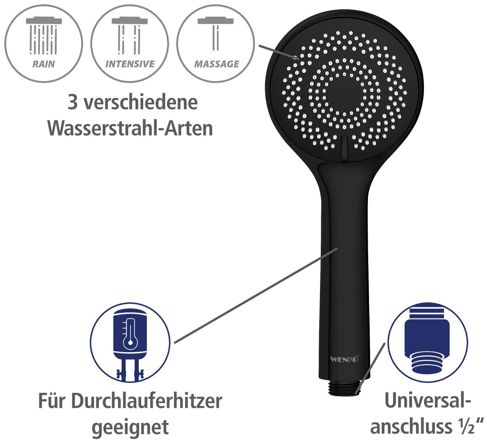 WENKO Handsproeier Watersaving Mat zwart, Ø 9,5 cm (1-delig)