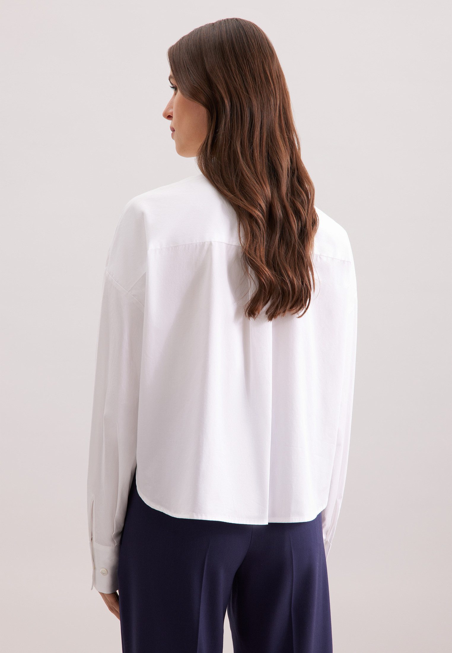 seidensticker Klassieke blouse Zwarte roos 1/1 ronde hals uni