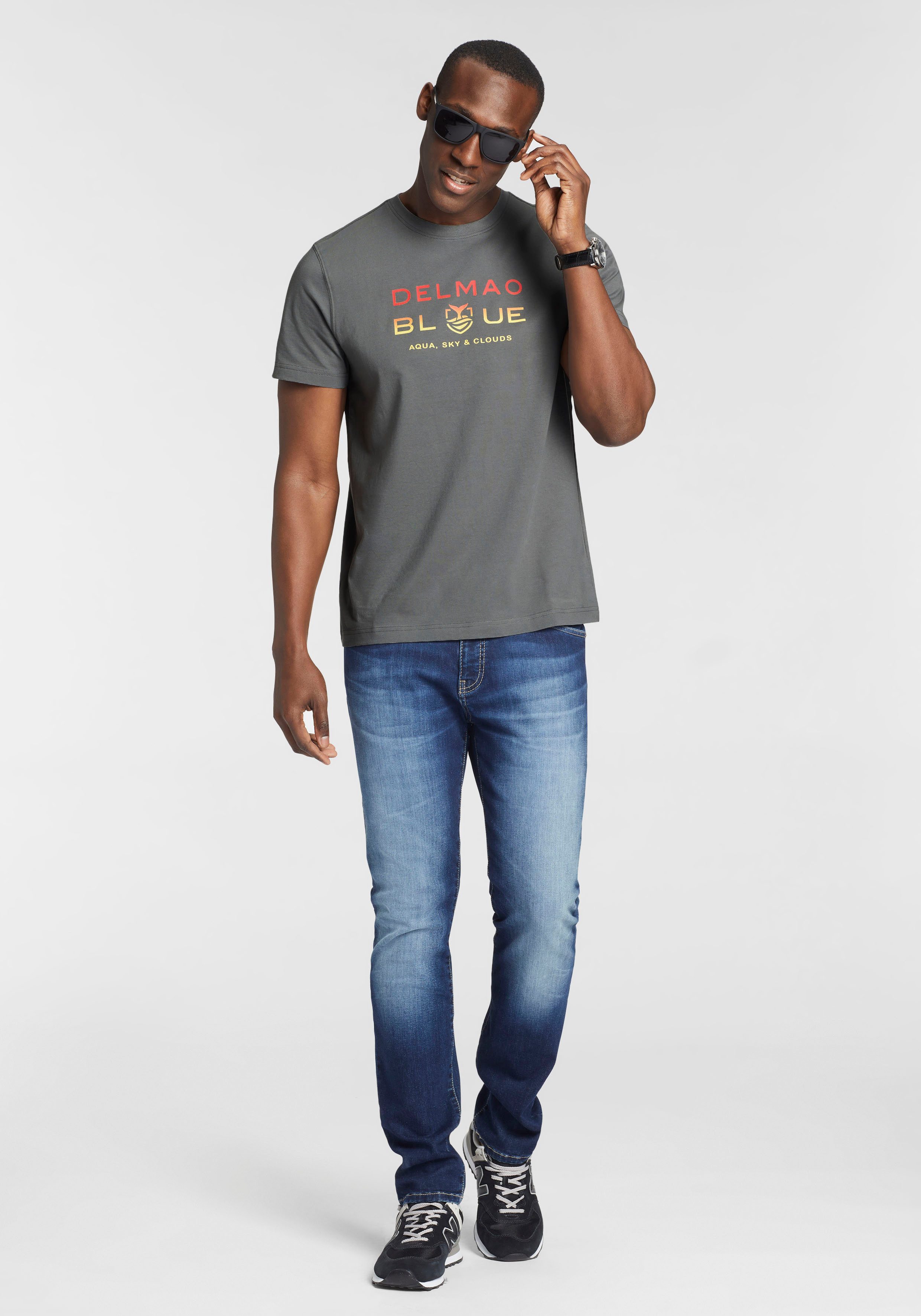 DELMAO T-shirt Korte mouw, bedrukt, ronde hals, van 100% katoen