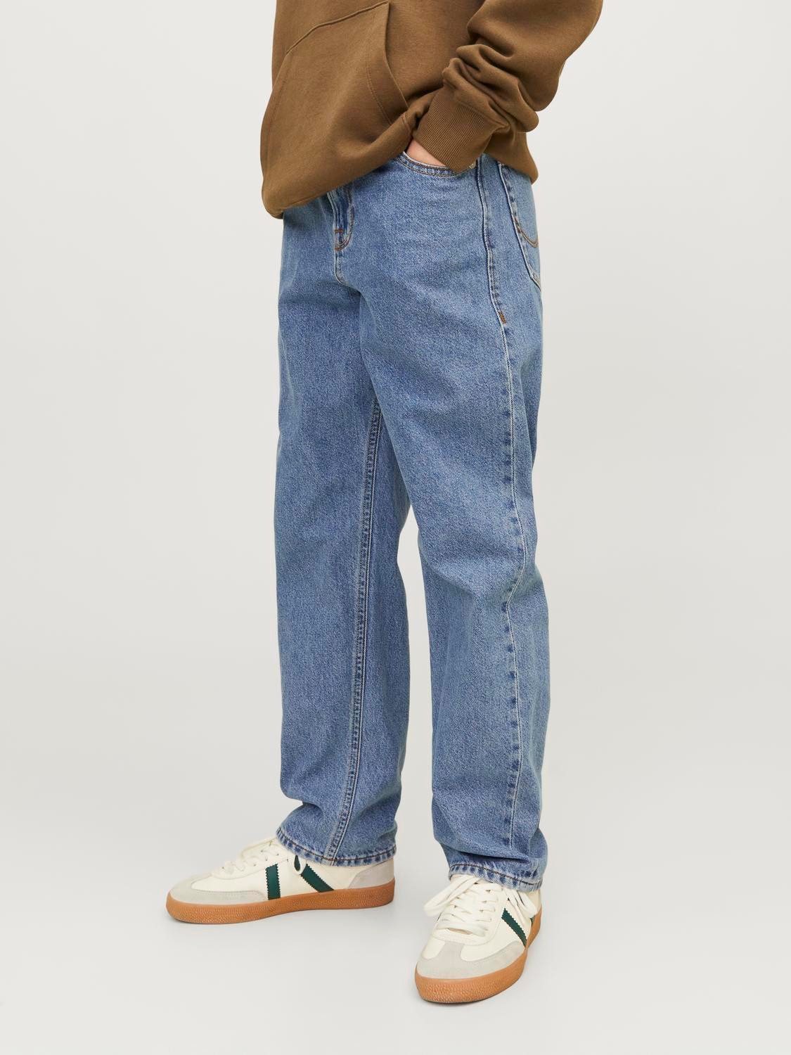 Jack & jones JUNIOR relaxed jeans JJICHRIS JJORIGINAL blue denim Blauw 140