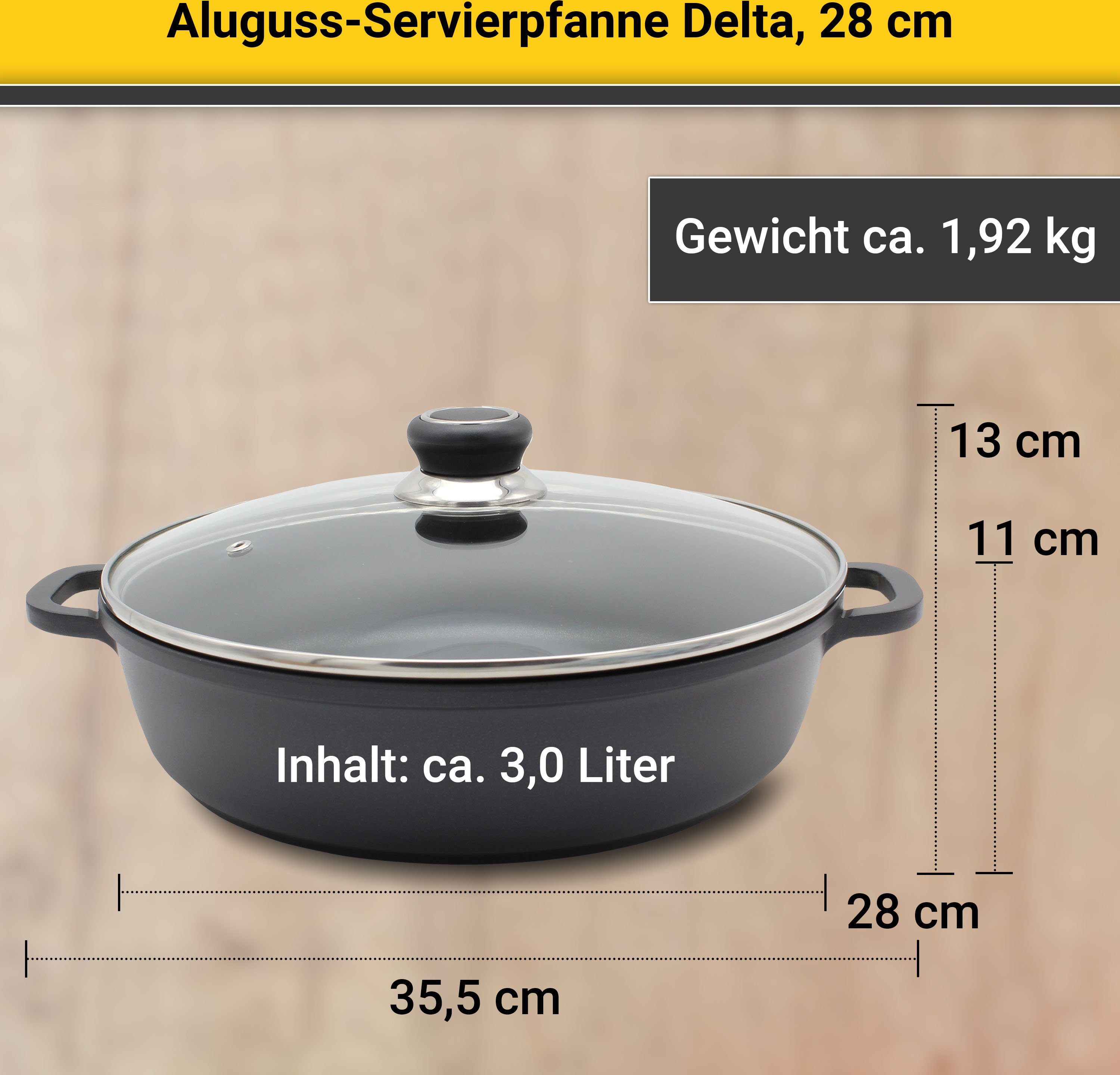 Krüger Serveerpan Gietaluminium serveerpan delta, 28 cm (1-delig)