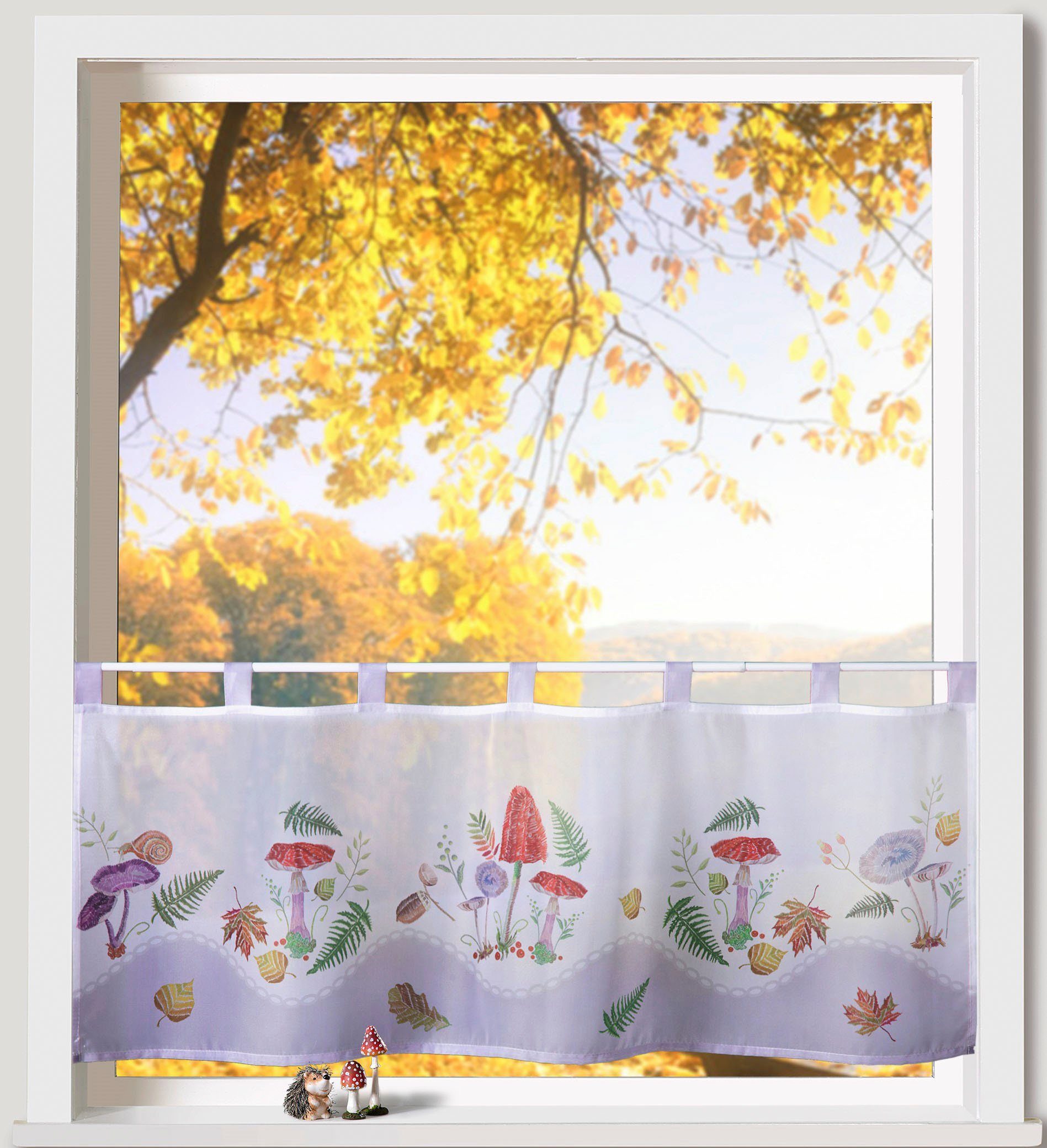 Weckbrodt Valletje SILVAN Bistro, voile, bedrukt, transparant, HxB 45x120cm, gordijn, store (1 stuk)