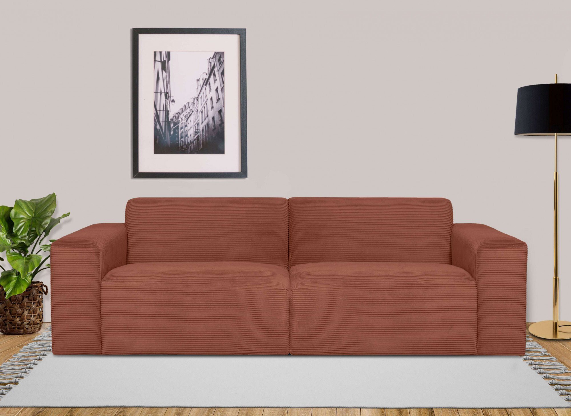 INOSIGN 3-zitsbank Koa, 228 cm, modulair bankstel in webstof, cord Designbank in corduroy, zachte lounge-zitcomfort