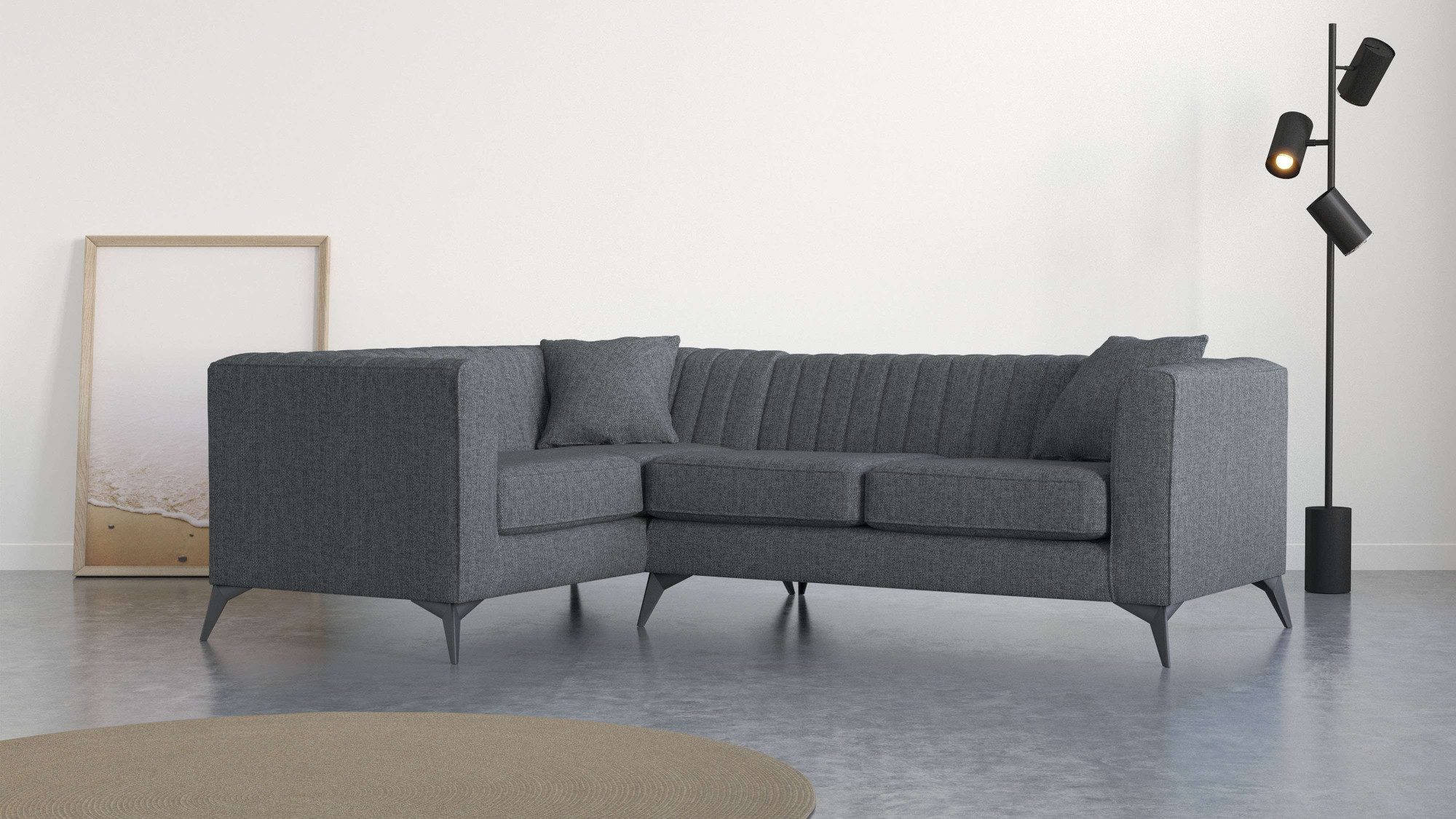 Places of Style Hoekbank MATTHEW L-vorm ideaal voor kleine ruimtes, afmetingen B/D/H: 240/167/74 cm zwart, hoekbanken, 240 cm