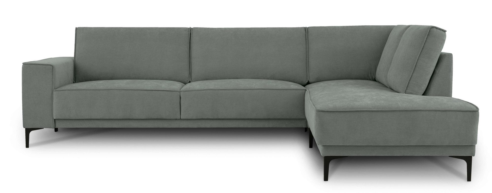 Places of Style Hoekbank Oland, structuur, platweefsel, luxe microvezel, bouclé L-vorm, 289 cm, golfondersteuning, Scandinavisch ontwerp, metalen poten