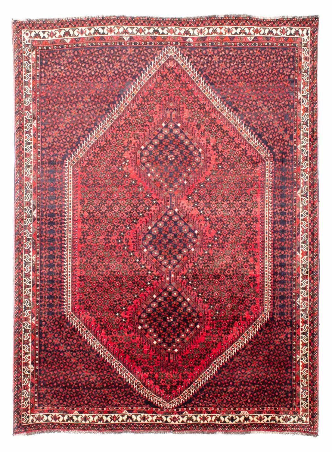 morgenland Wollen kleed Shiraz medaillon rosso 281 x 206 cm Uniek exemplaar met certificaat