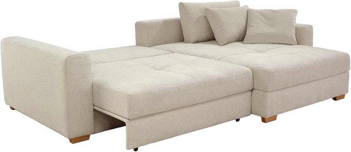 Jockenhöfer Gruppe Hoekbank Kampen, L-vorm, met slaapfunctie Bedkist, bonellvering, ottomane links of rechts, beige
