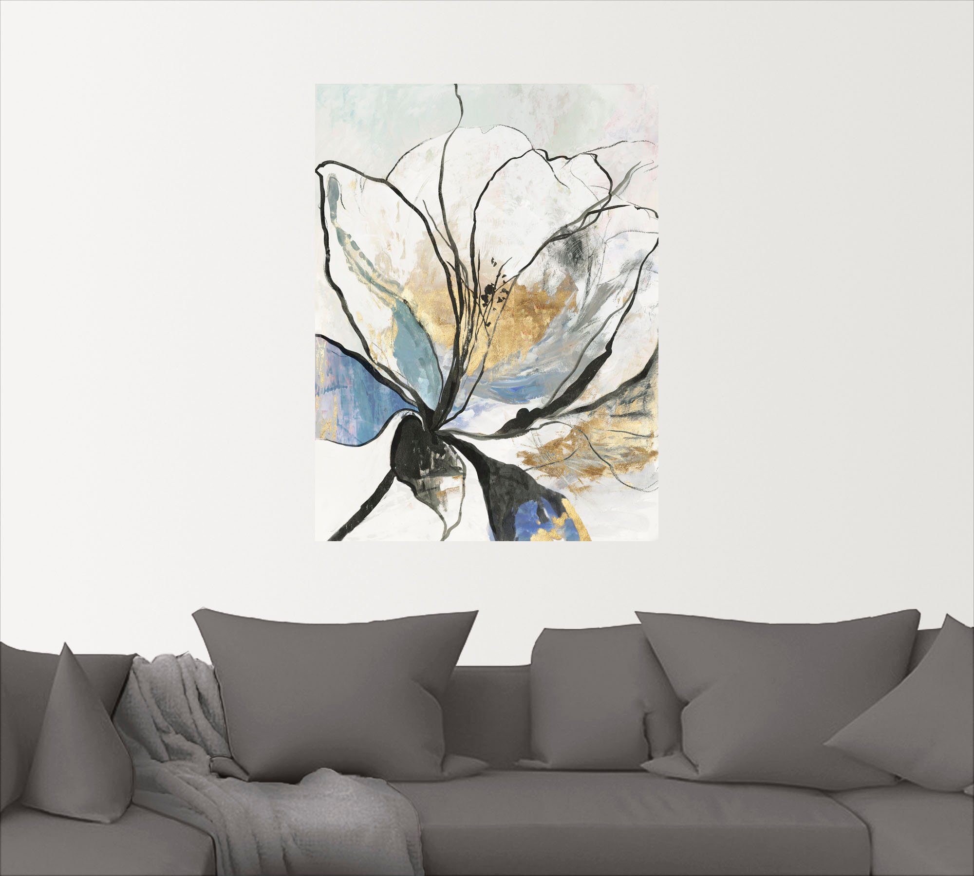 Artland Artprint Geschetst bloemenpatroon I als artprint van aluminium, artprint voor buiten, artprint op linnen, poster, muursticker