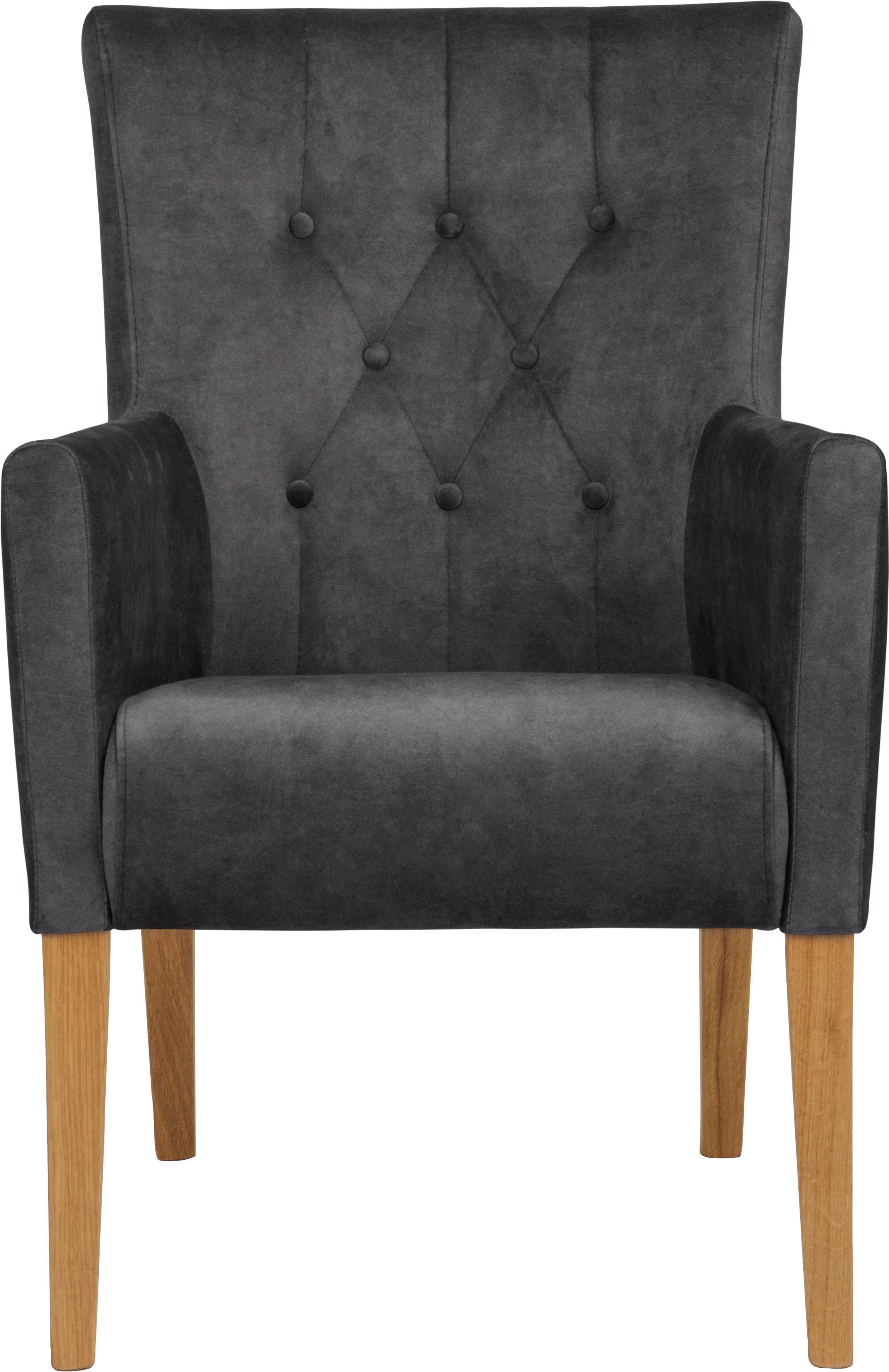 Home affaire Eetkamerstoel King Fauteuil met knoopdetails, gestoffeerde stoel (1 stuk)