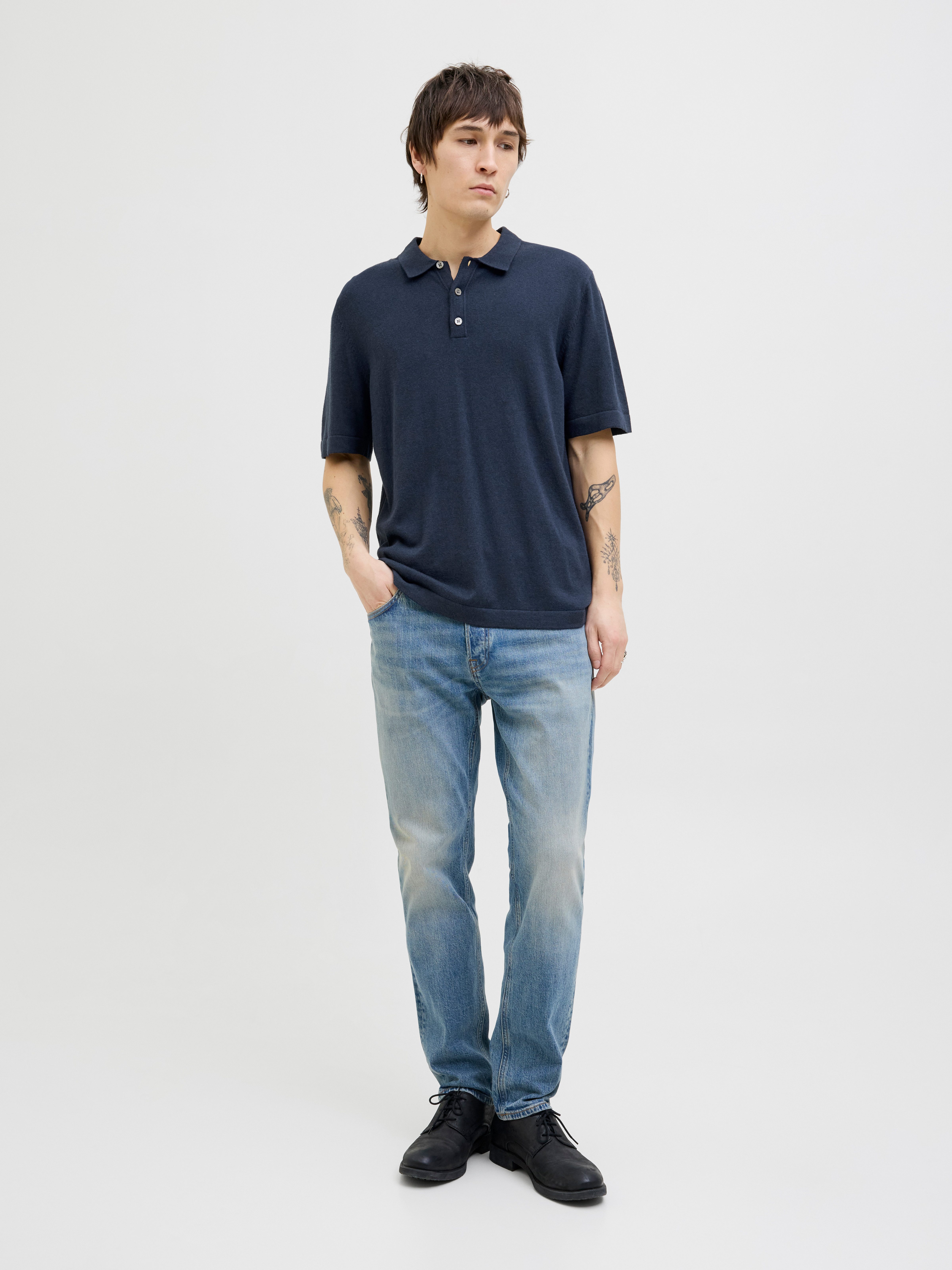 Jack & Jones Trui met korte mouwen JJEEMIL KNIT RELAXED POLO SS SN