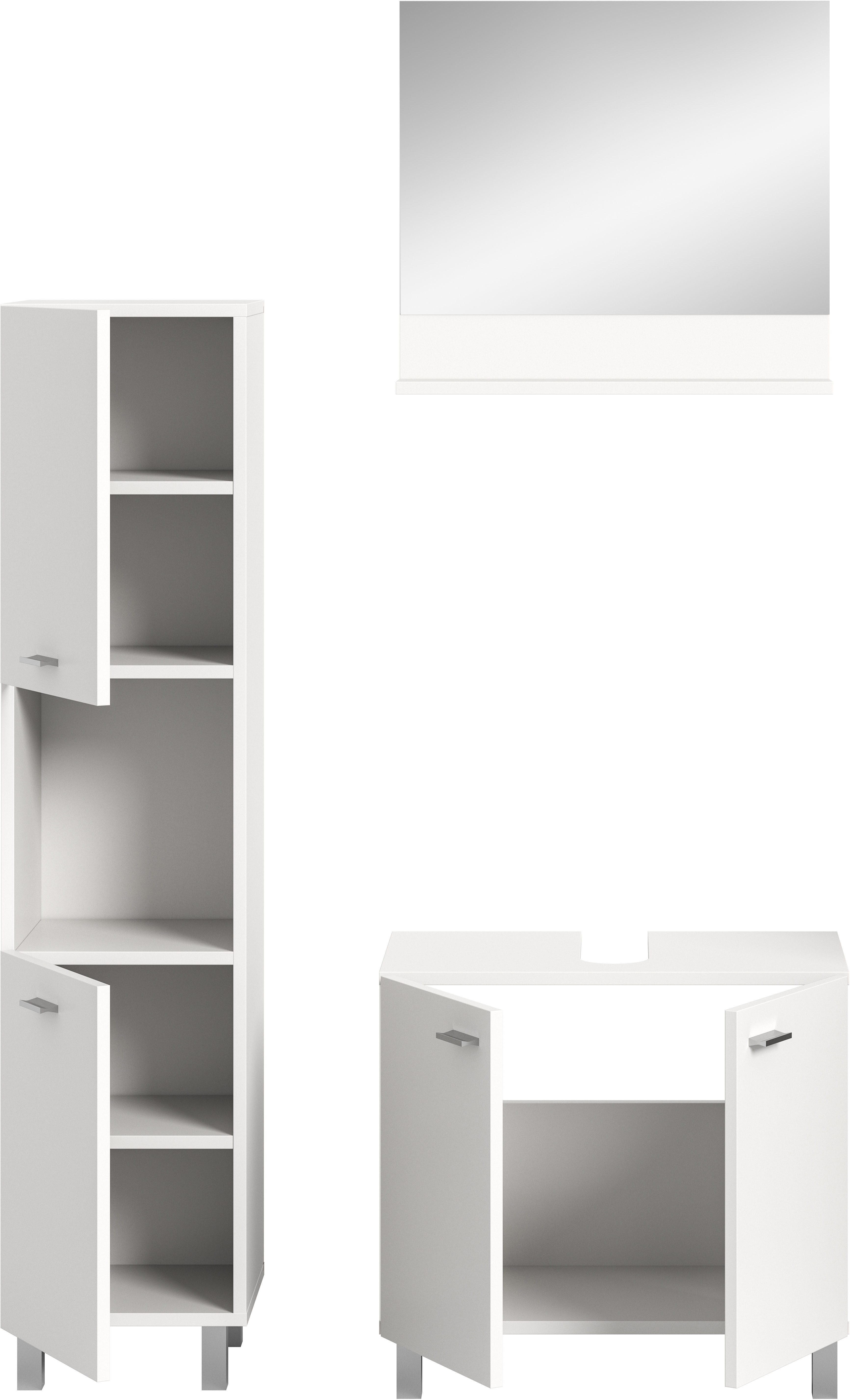 welltime Badmeubelset Tampa, breedte 102cm, 3-delig Wastafelonderkast, spiegel, hoge kast (3 stuks)