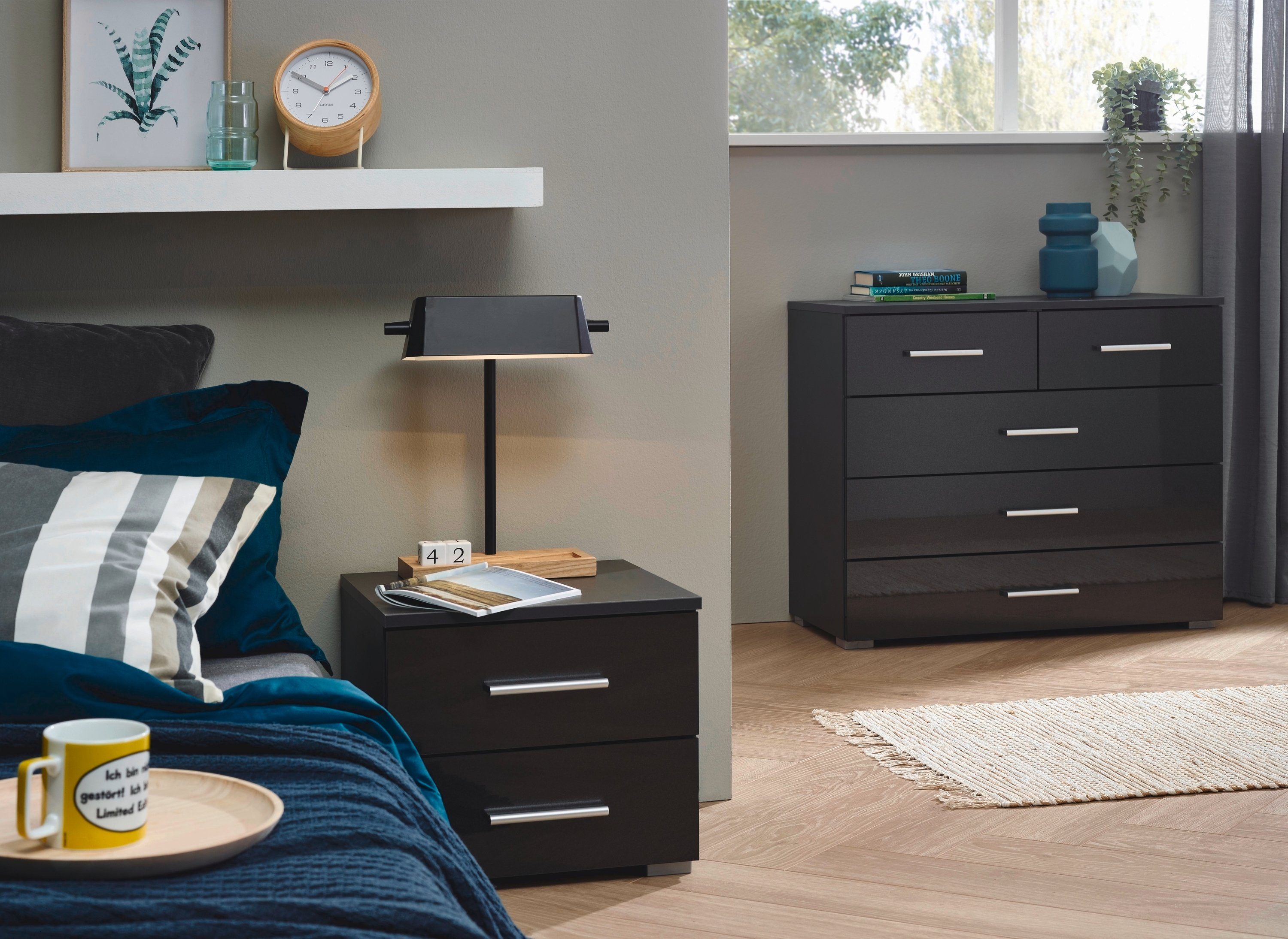 rauch Nachtkastje Base set van 2, optioneel met modern hoogglanzend front (set)