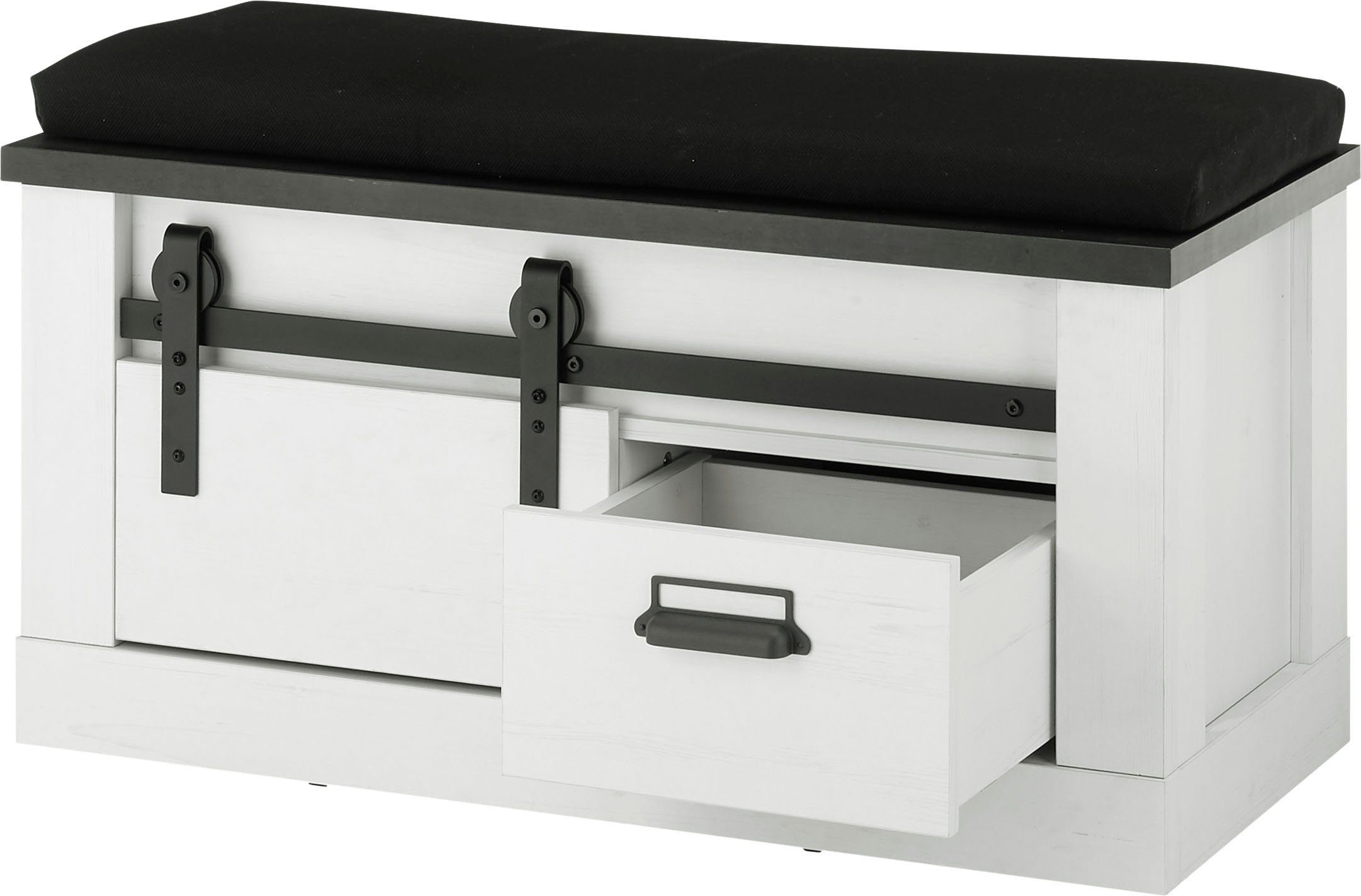 Home affaire Halmeubelset Sherwood met schuurdeurbeslag, apothekersgrepen van metaal (4-delig)