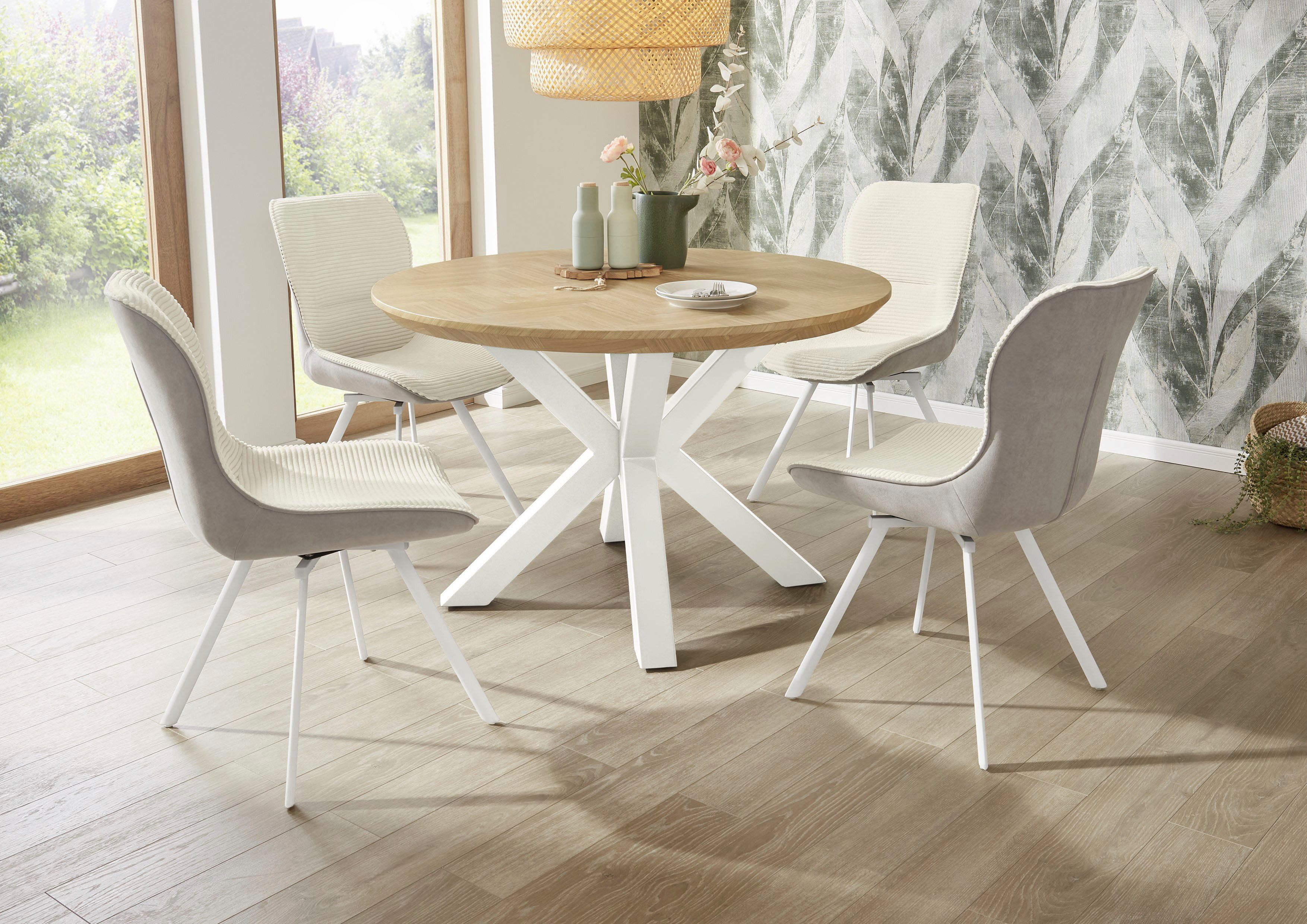 Jockenhöfer Gruppe Stoel met 4 poten Mellum Inclusief draaifunctie (360° draaibaar), bekledingsstof cord (set, 2 stuks)