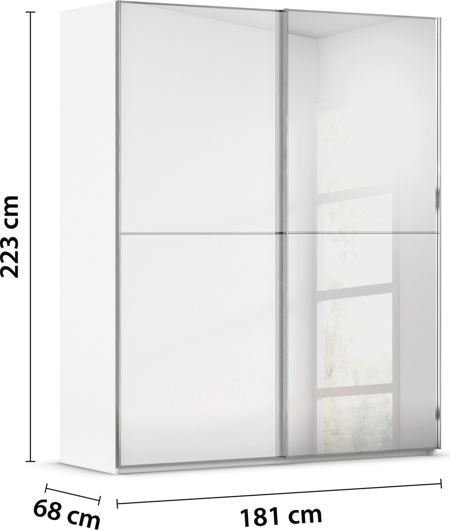 rauch Schuifdeurkast Kledingkast Kast Garderobe Slaapkamerkast SCALE-DUO edel tweedelige deuren spiegel/glas-mix 3 sierlijsten made in germany