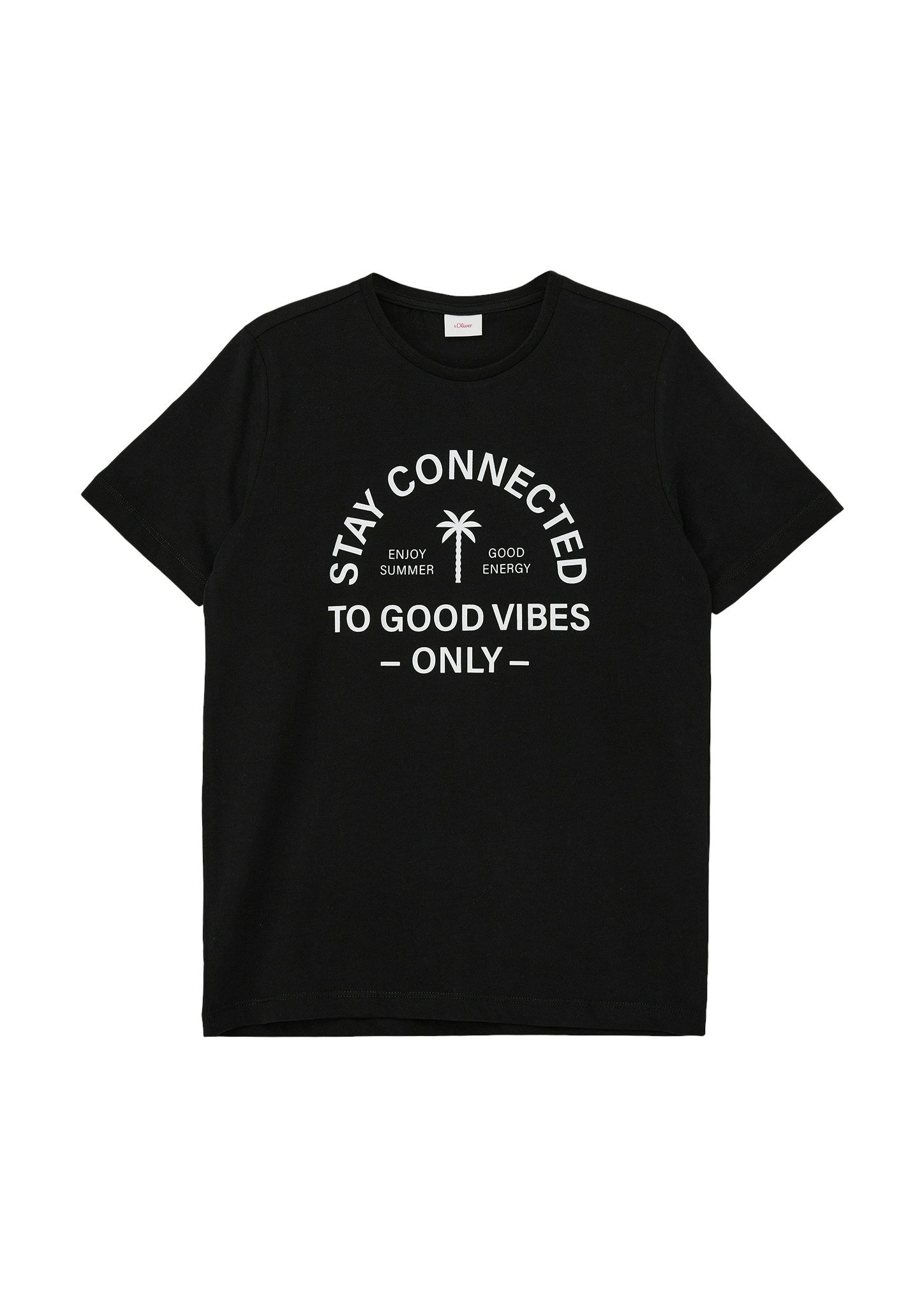s.Oliver RED LABEL Junior T-shirt met letterprint jongens t-shirts maat S (134/140) zwart