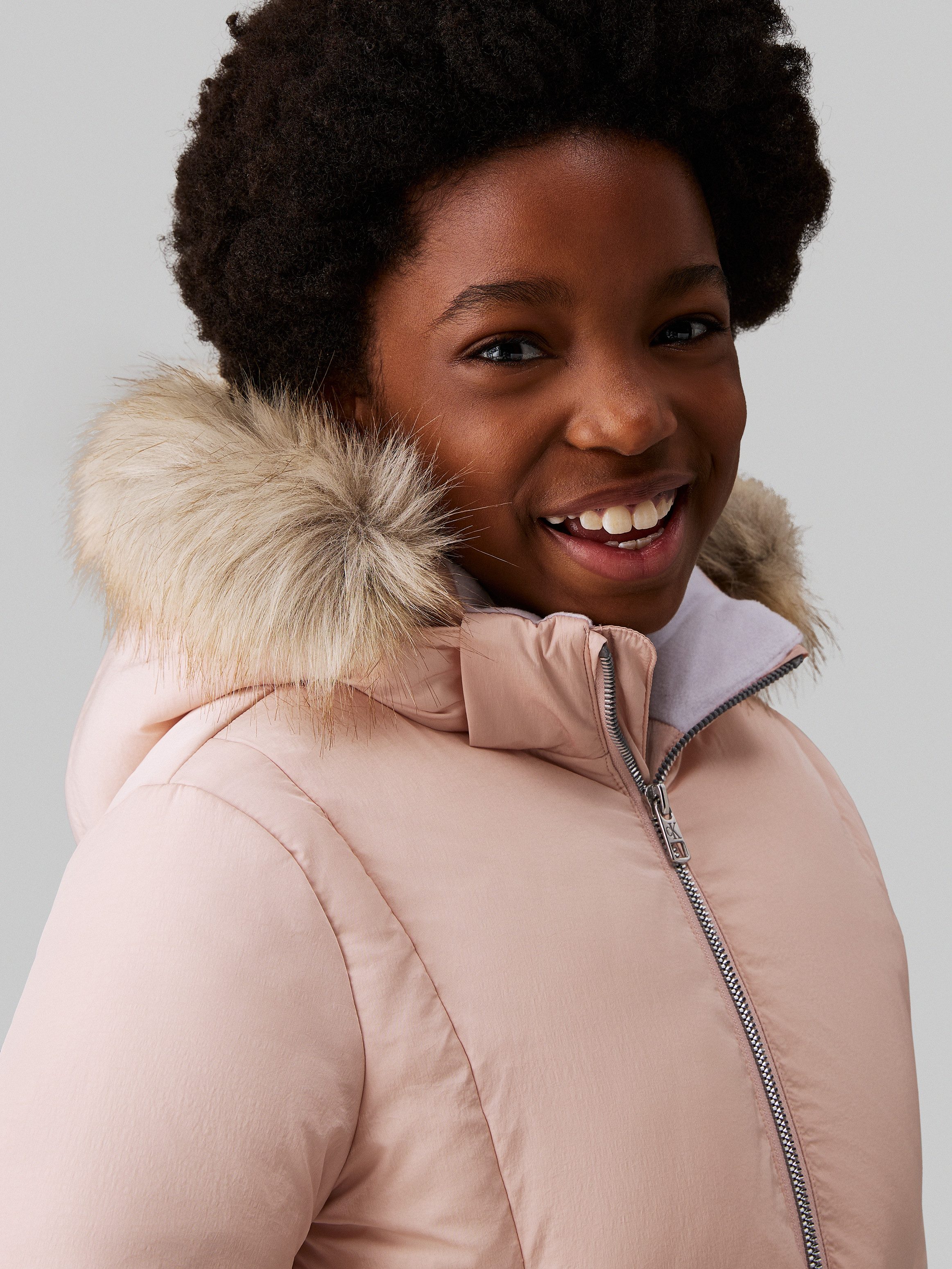 Calvin Klein Outdoorjack Classic Belted Fur Jacket voor kinderen tot 16 jaar en met logo-opdruk