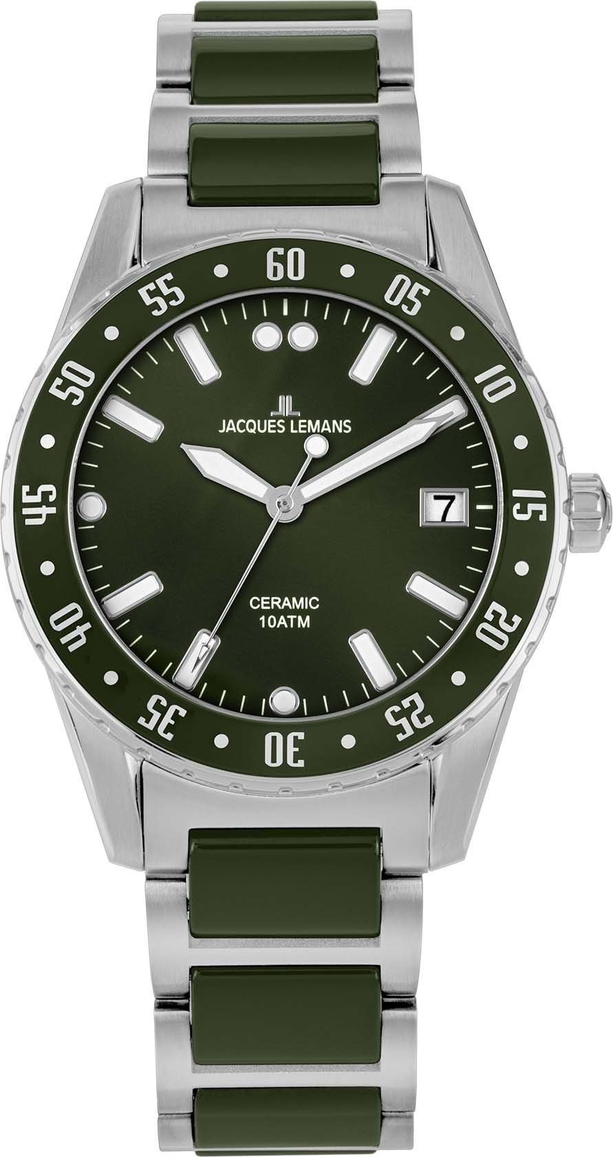 jacques lemans keramisch horloge liverpool, 42-10c groen