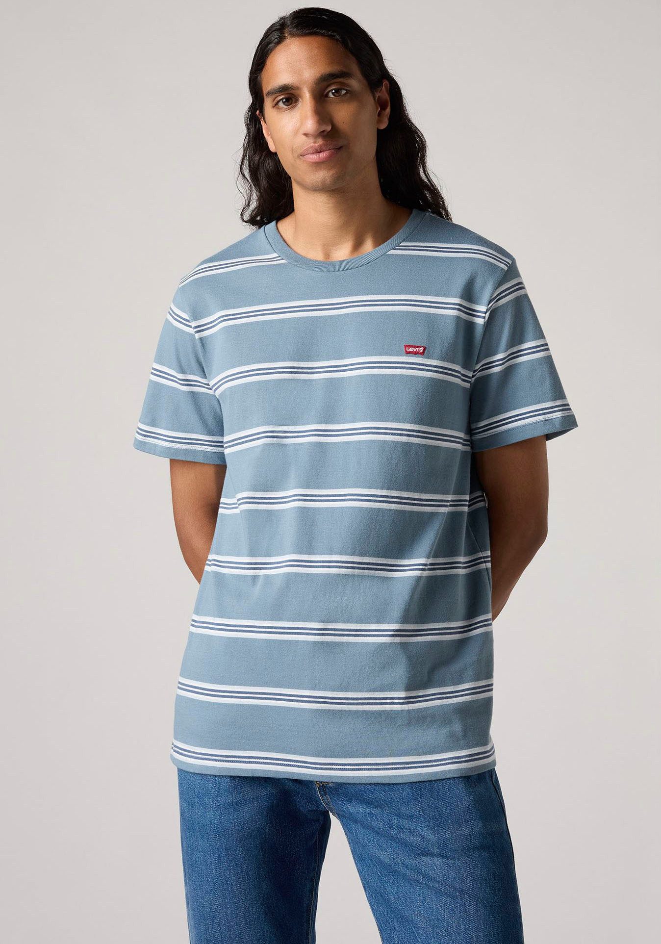 Levi's T-shirt met gestreept patroon heren t-shirts maat S blauw