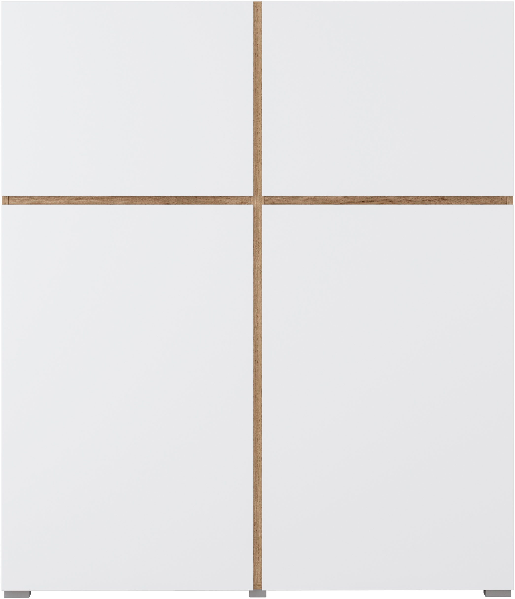 INOSIGN Highboard Cross, moderne greeploze hoge kast met 4 deuren,kast met deur Hoge kast, hoogte 139 cm met veel bergruimte, planken verstelbaar