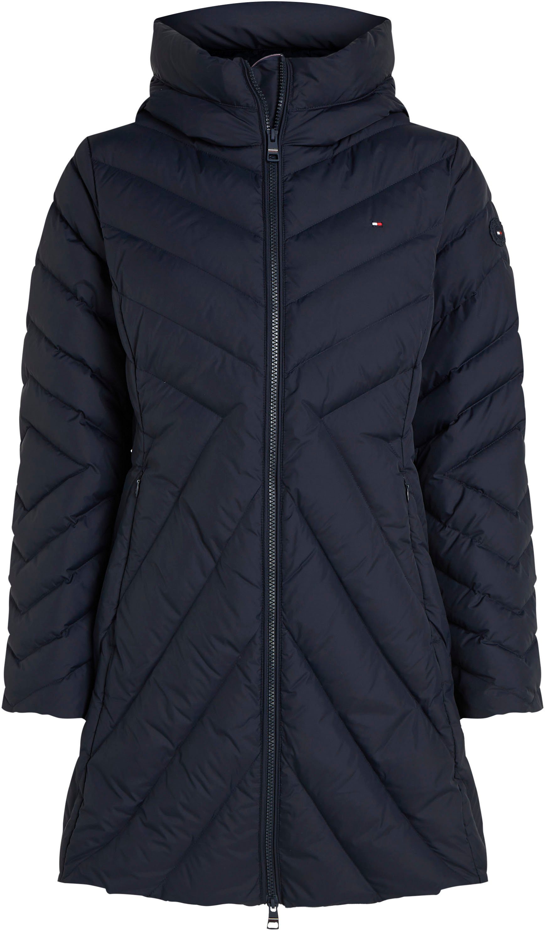 Tommy Hilfiger Gewatteerde jas CHEVRON MW PADDED COAT met gemiddelde vulling en merklabel