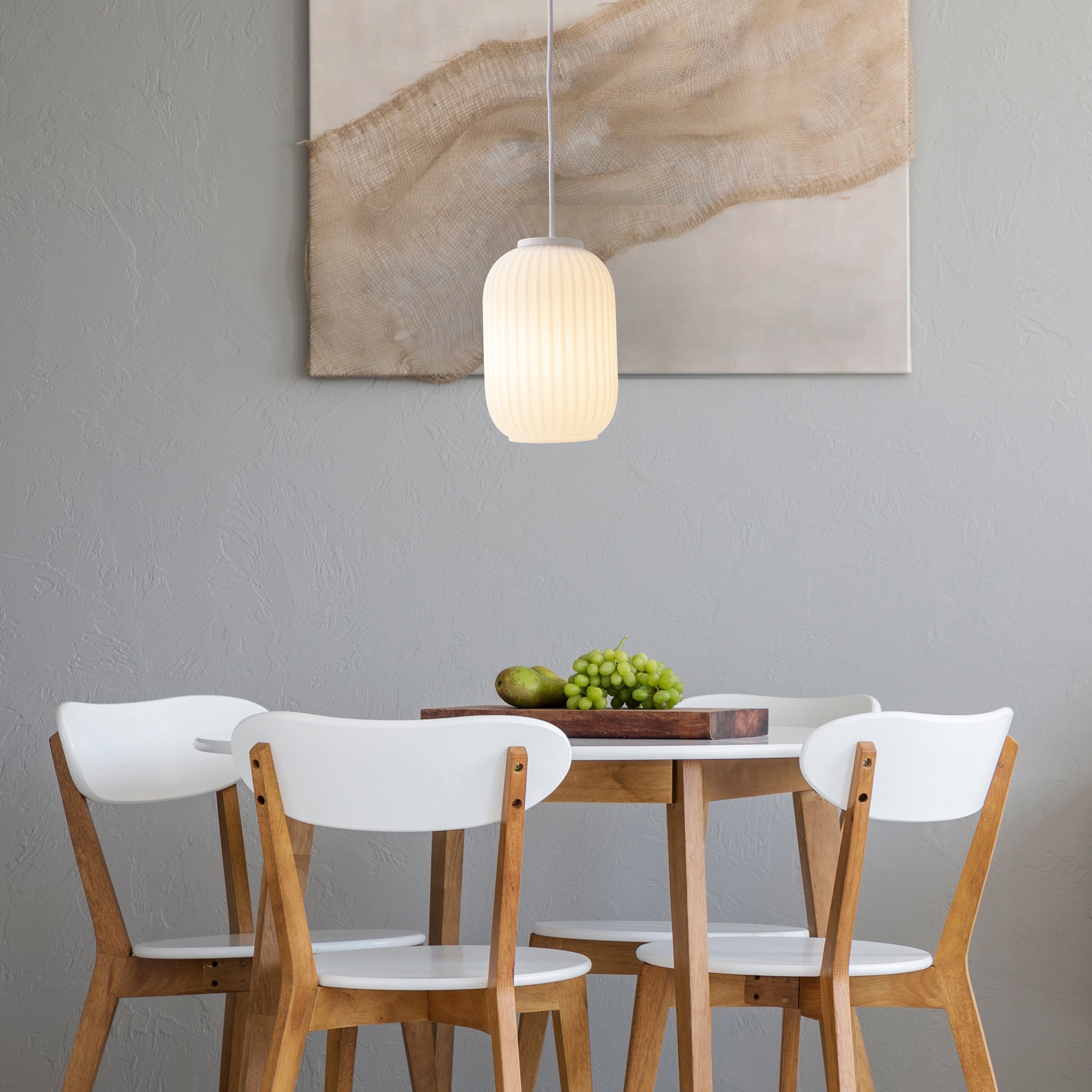 näve Hanglamp Geneva E27 max. 40 W, glas / kunststof/metaal, wit, h: 120 cm, d: 14 cm (1 stuk)