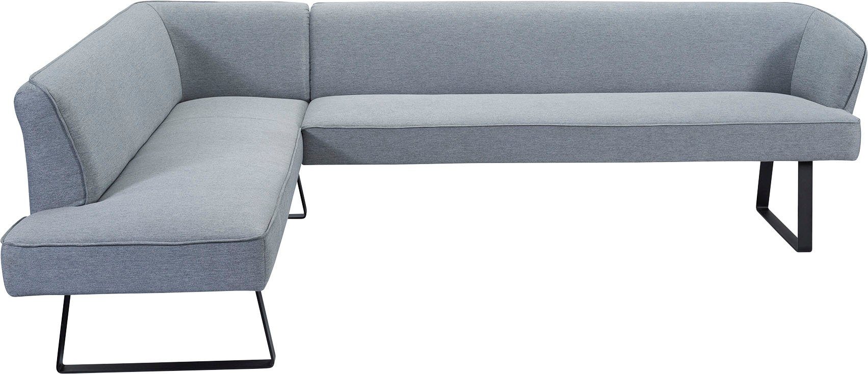 exxpo - sofa fashion Hoekbank Americano met opstaande naad en metalen poten, bekleding in verschillende kwaliteiten