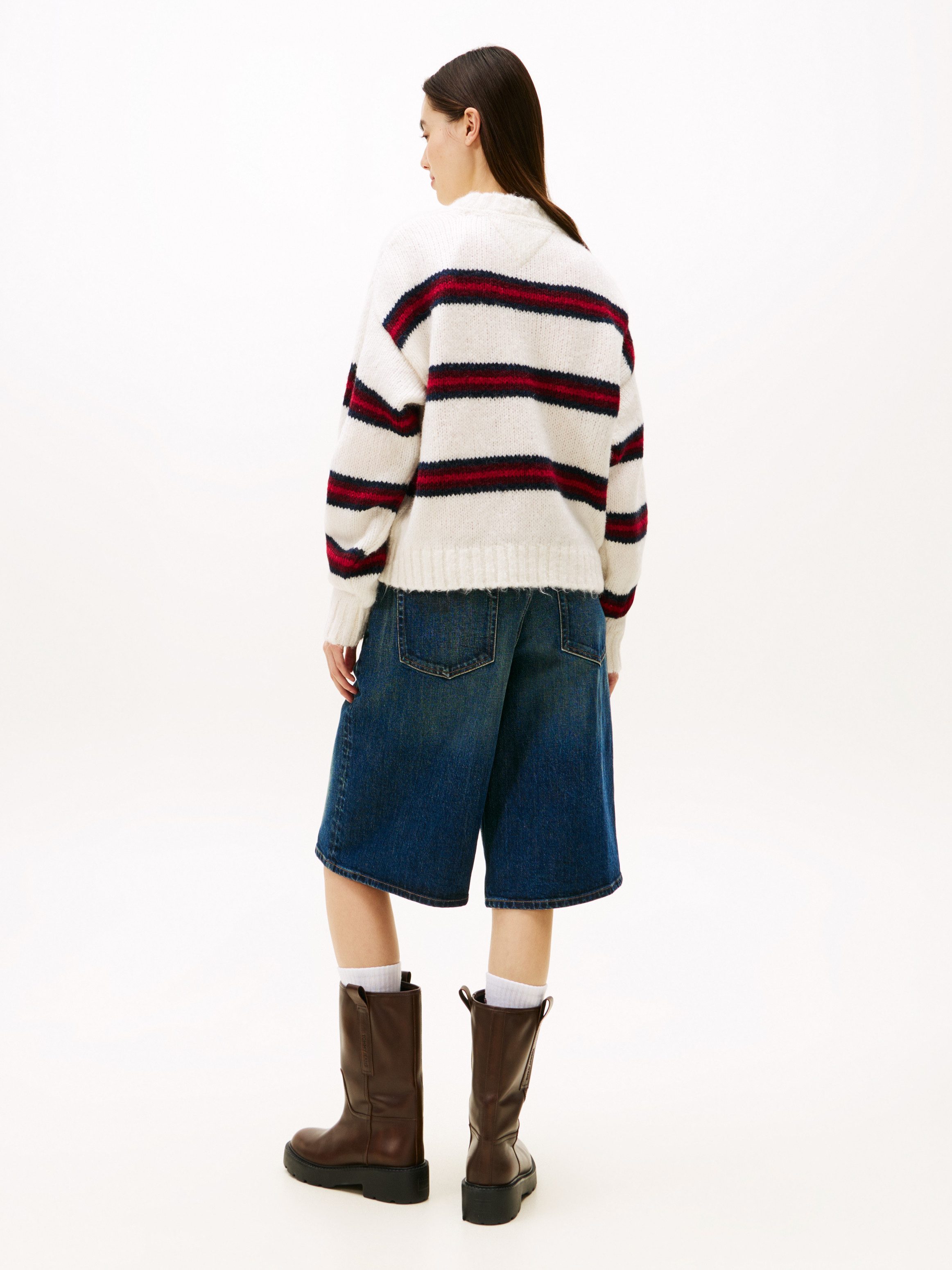 TOMMY JEANS Trui met ronde hals TJW BADGE STRIPE FLUFFY SWEATER