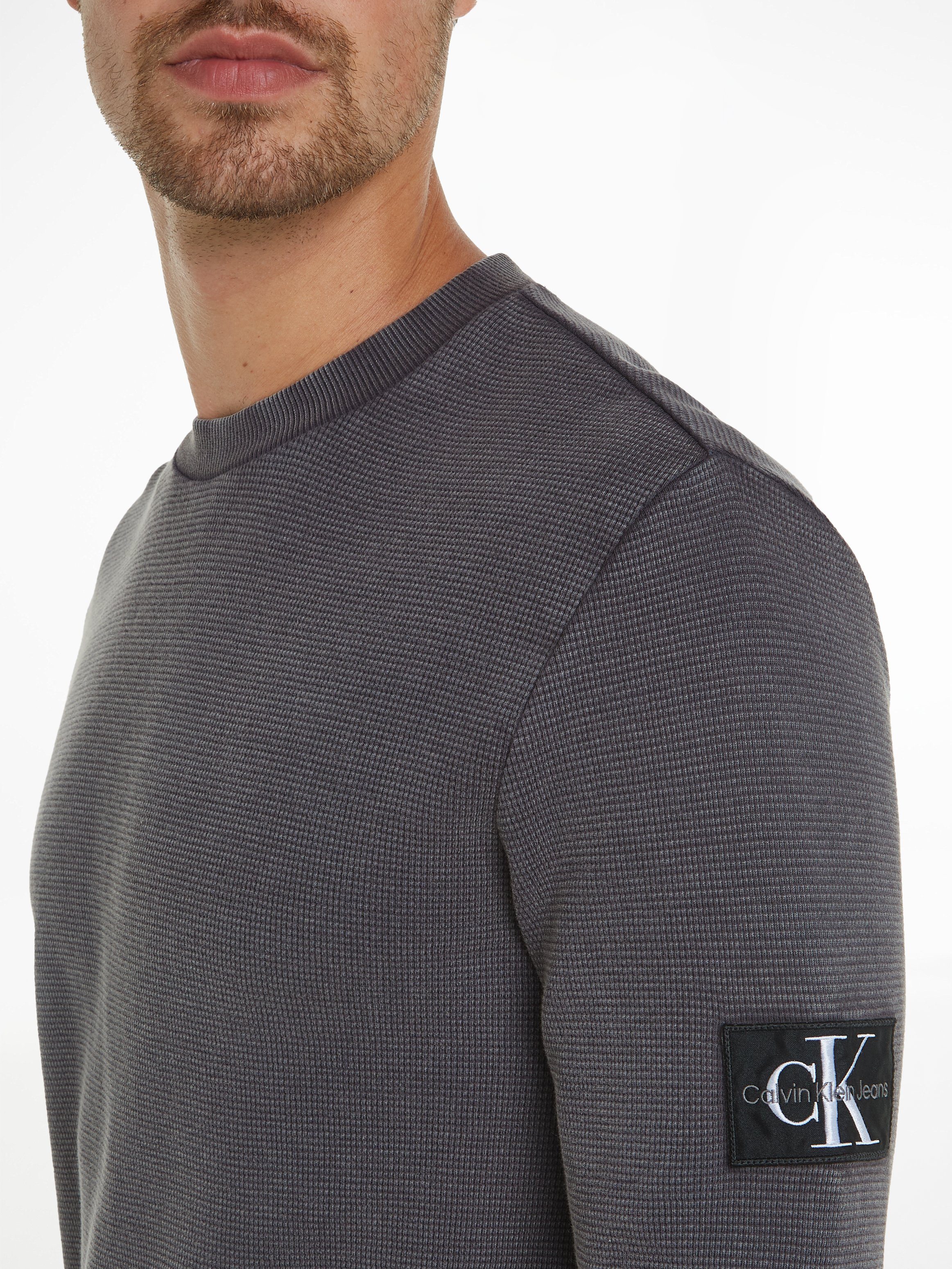 Calvin Klein Shirt met lange mouwen WASHED BADGE WAFFLE LS TEE