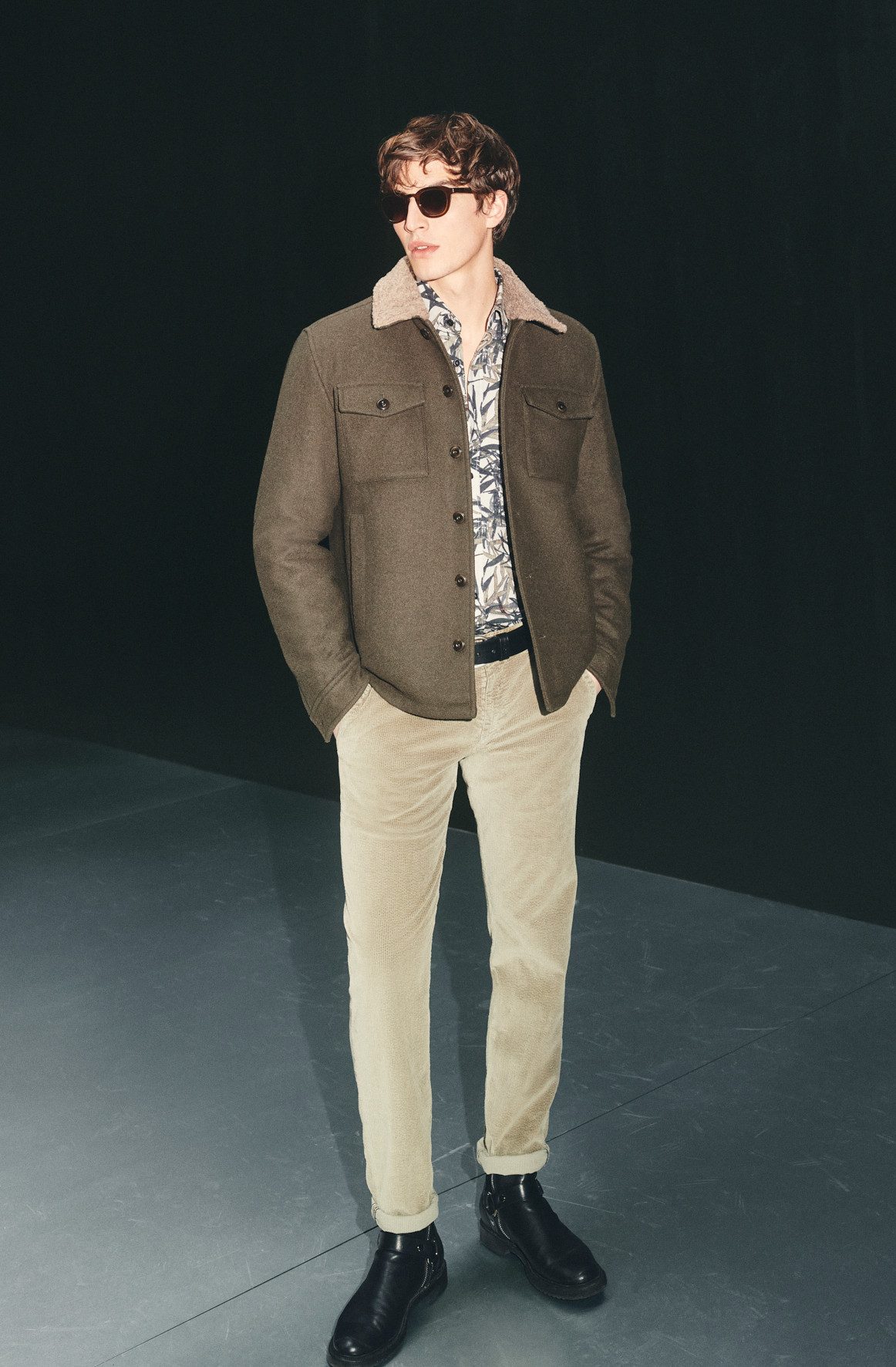 Joop Jeans Wollen jack Julius met imitatiebontkraag