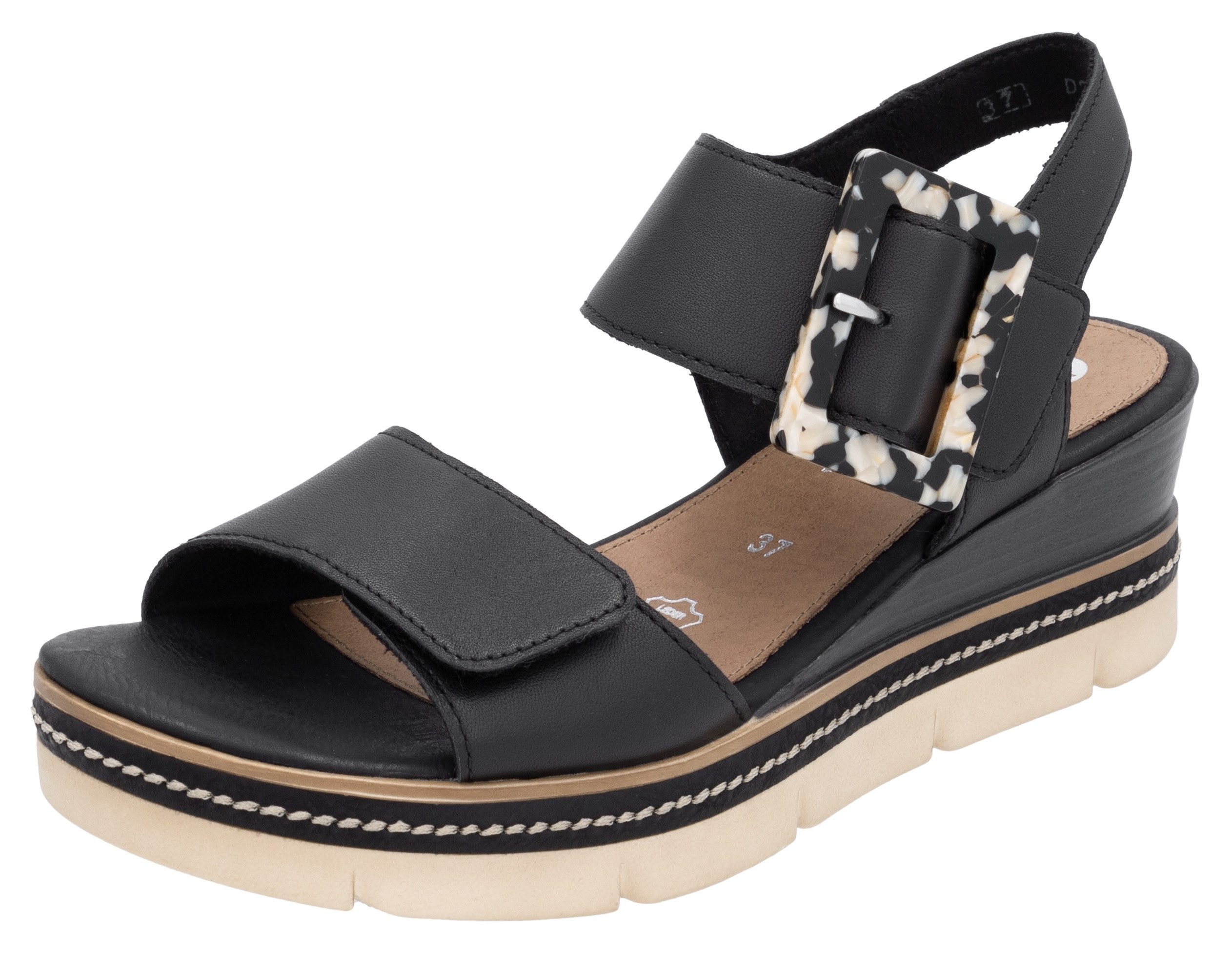Remonte Sleehaksandaaltjes Elisabeth Hurley-Collection , sleehak, riemensandaal, zomerschoen, opvallende siergesp dames sandalen met sleehak maat 40