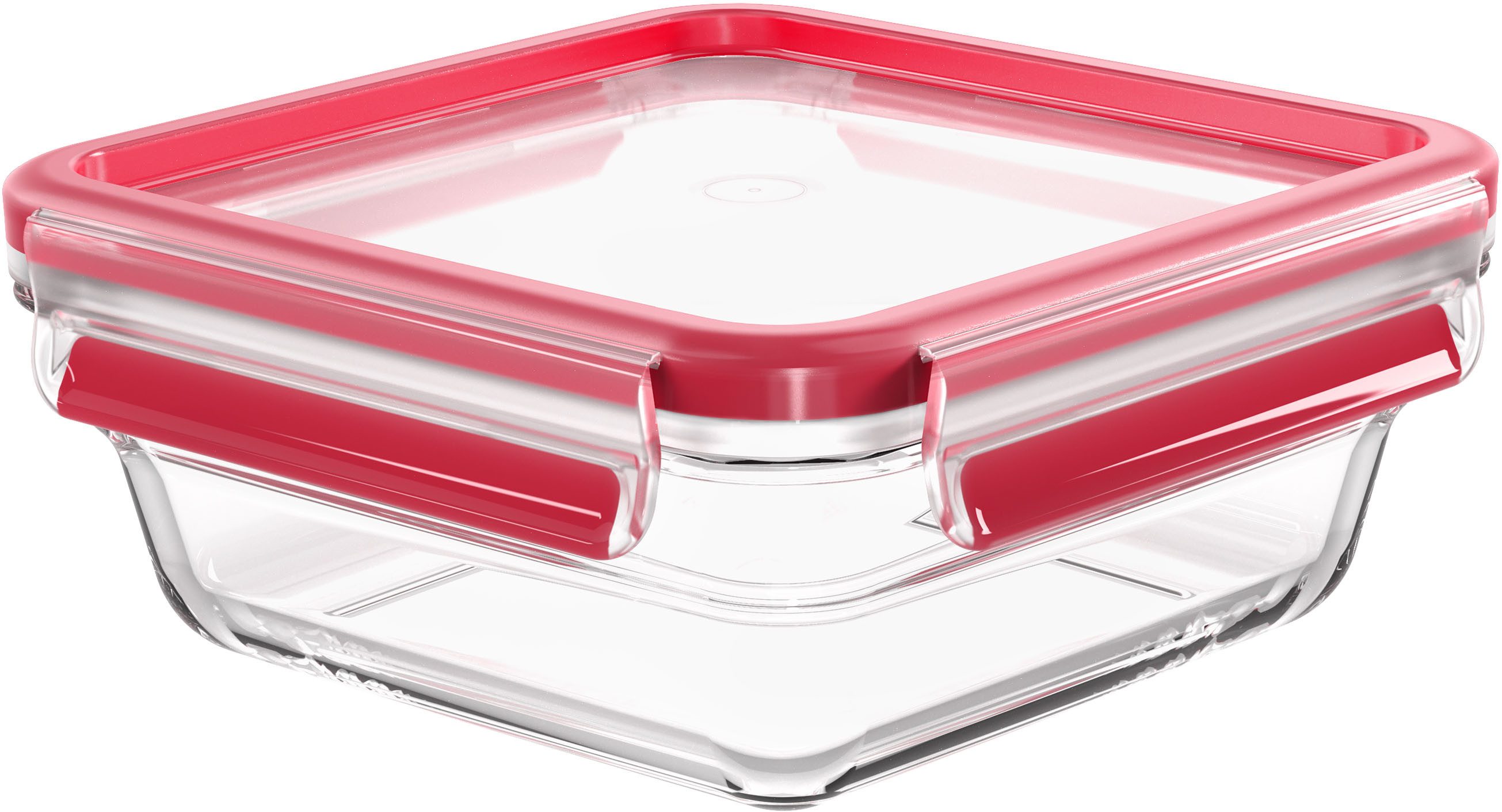 Emsa Bewaarbeker Clip & Close Glas 0,8 liter, vierkant, stapelrand, ovenbestendig, lekvrij (2-delig) voedsel bewaardozen wit