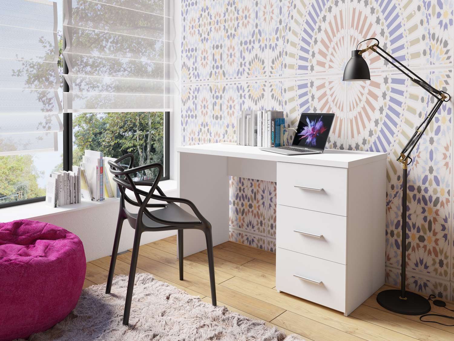 INOSIGN Bureau Zion Computertafel met 3 lades, breedte 120 x 50 cm