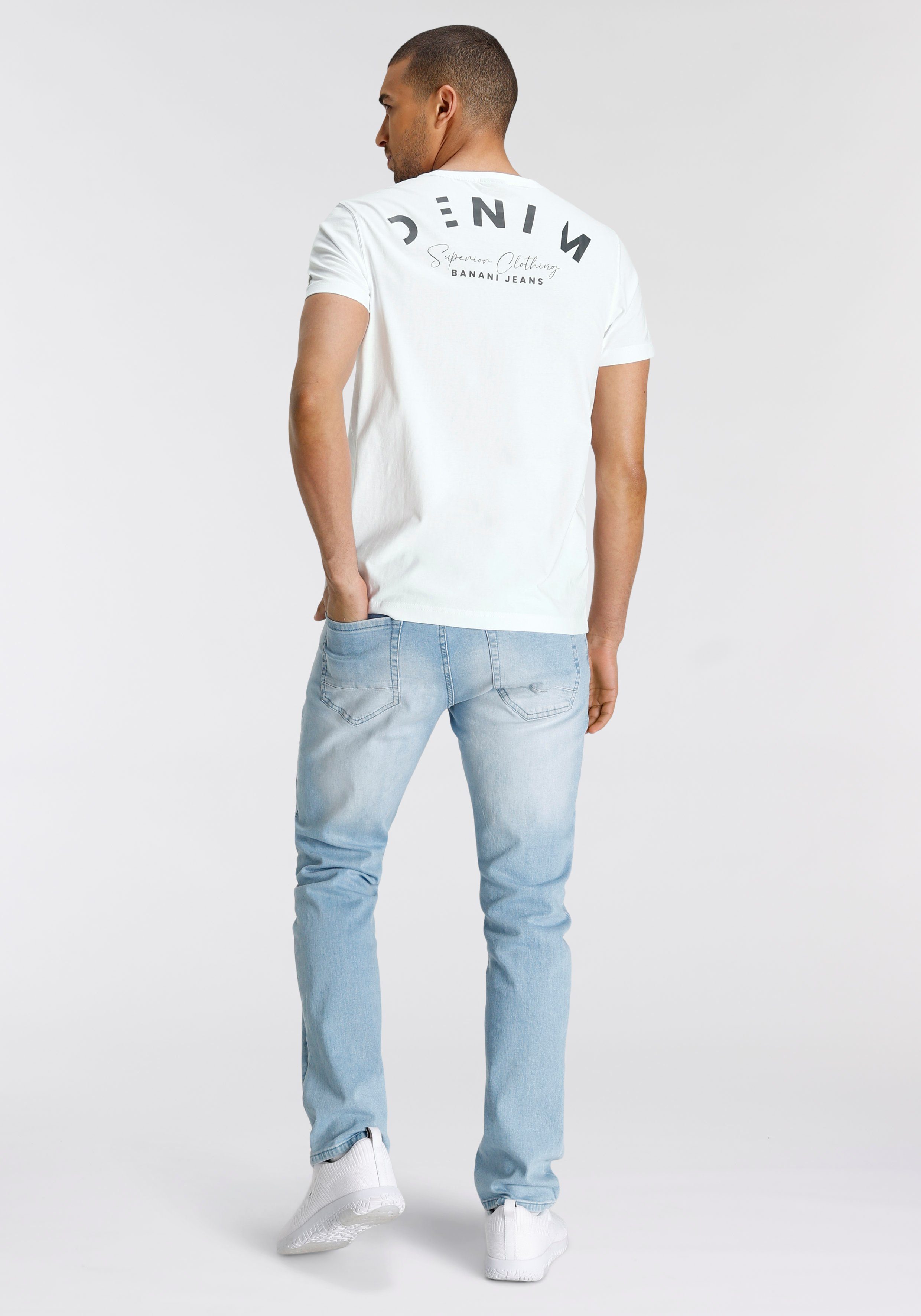 Bruno Banani T-shirt smal gesneden, met print, ronde hals, van katoen