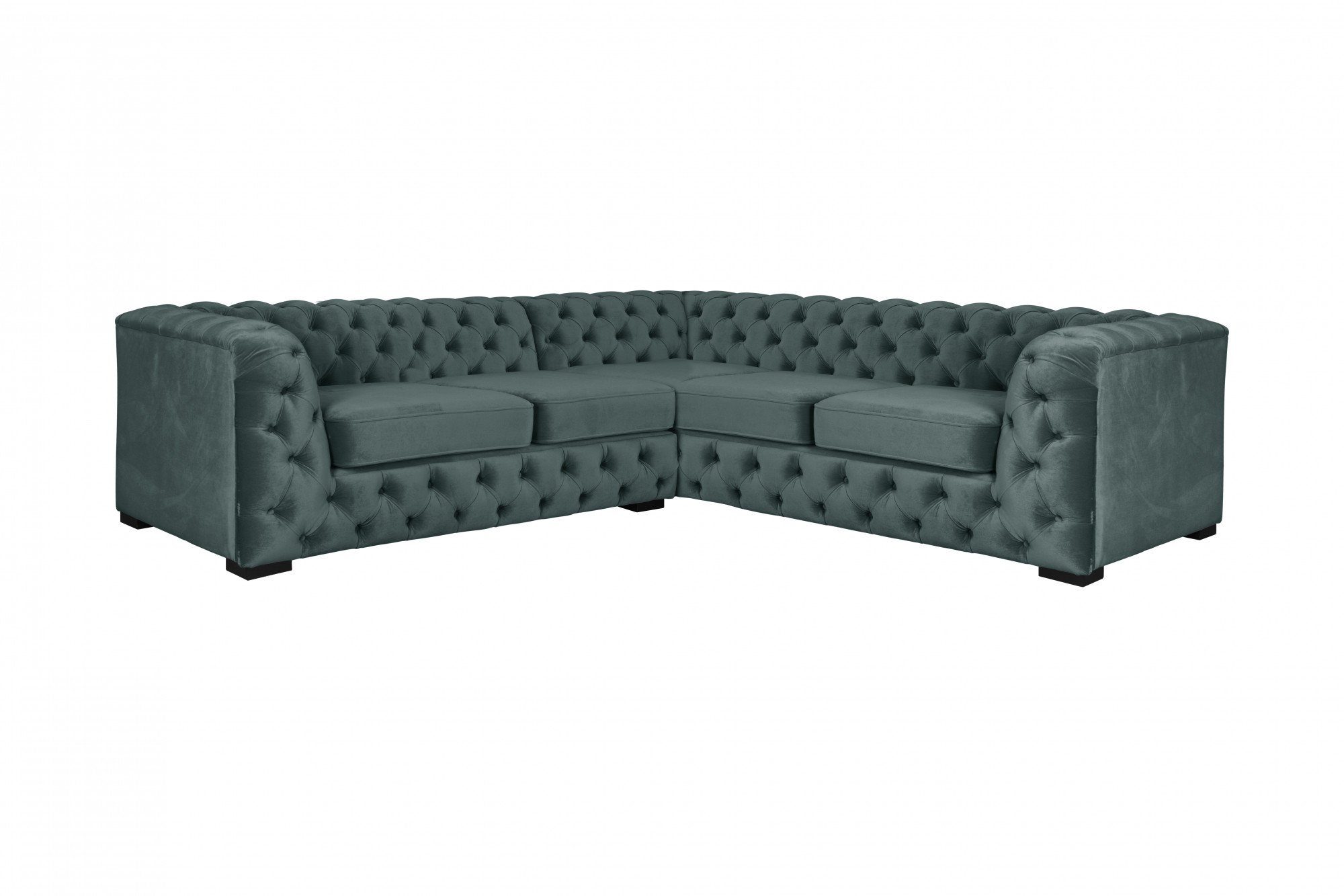Guido Maria Kretschmer Home&Living Chesterfield-bank KALINA L-vorm hoogwaardig chesterfield design, zeer hoogwaardige afwerking blauw, chesterfield