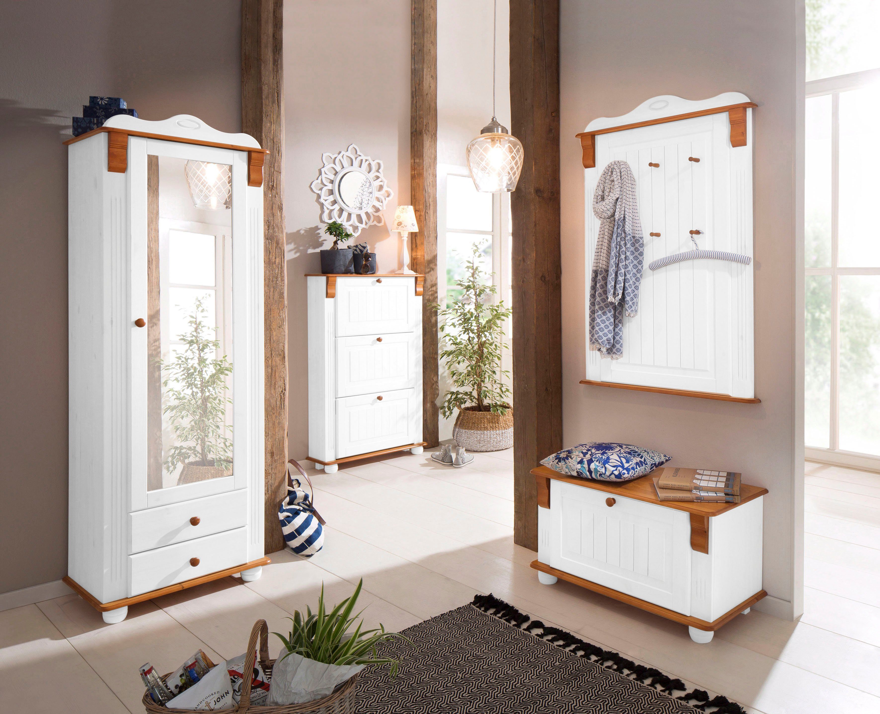 Home affaire Kledingkast ADELE met spiegel, breedte 63 cm, met 2 lades, van massief dennenhout, fsc®