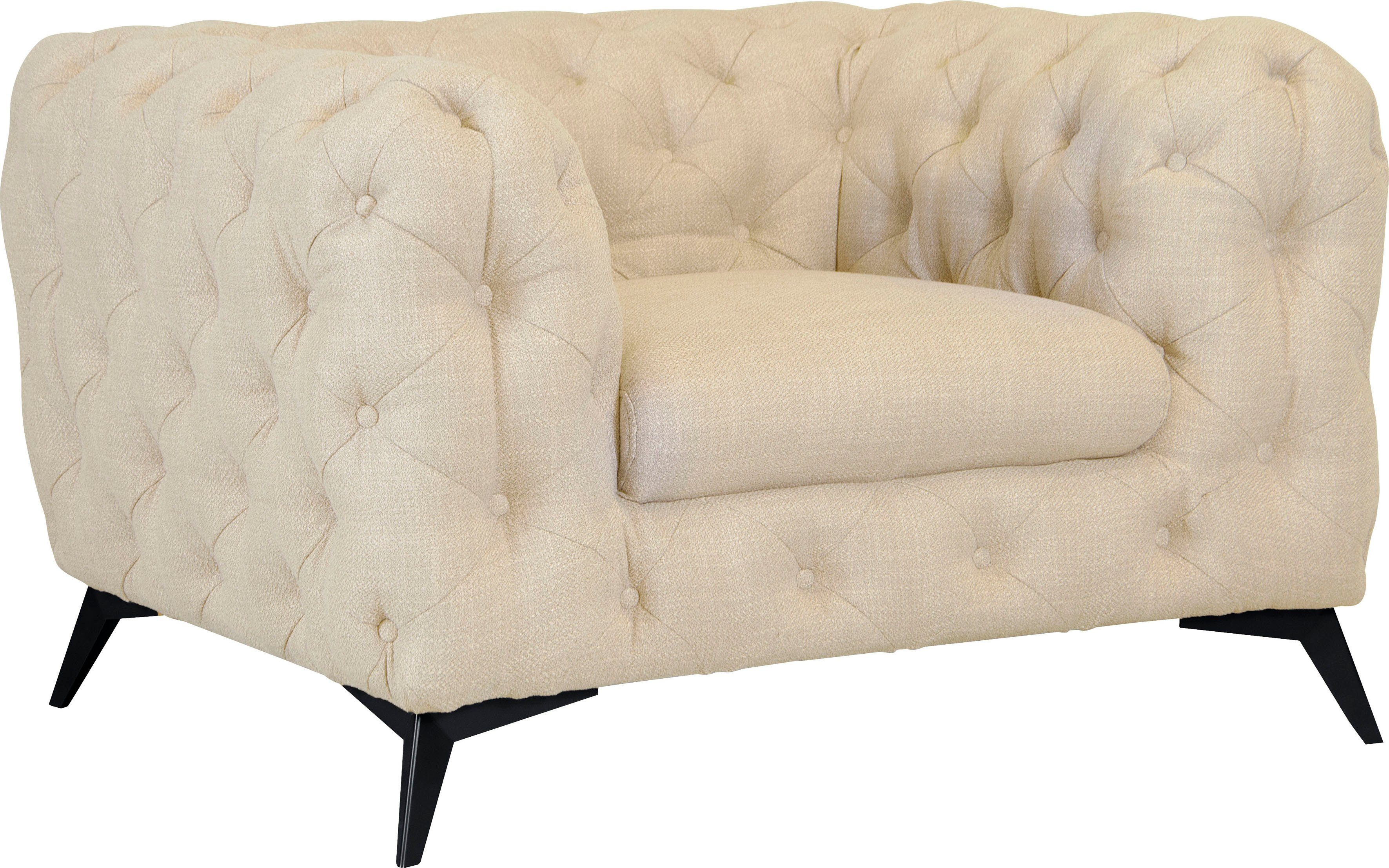 Leonique Chesterfield-fauteuil Glynis Fauteuil luxueuze capitonnage, moderne chesterfield look, kleur van de poten ter keuze