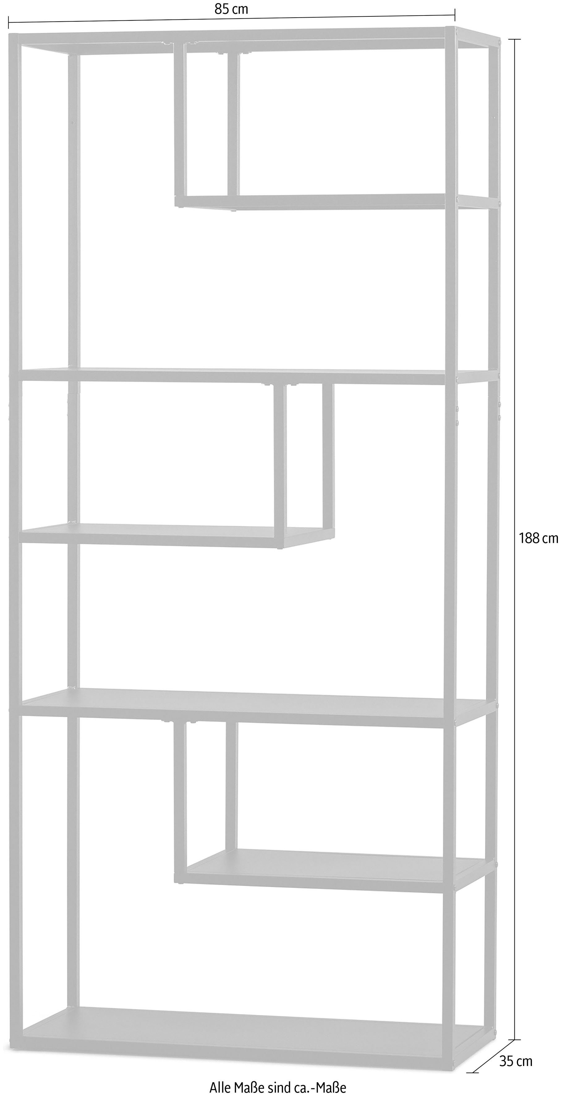 WOOOD Boekenkast Teun van metaal, veel ruimte, h 188 cm x b 85 cm