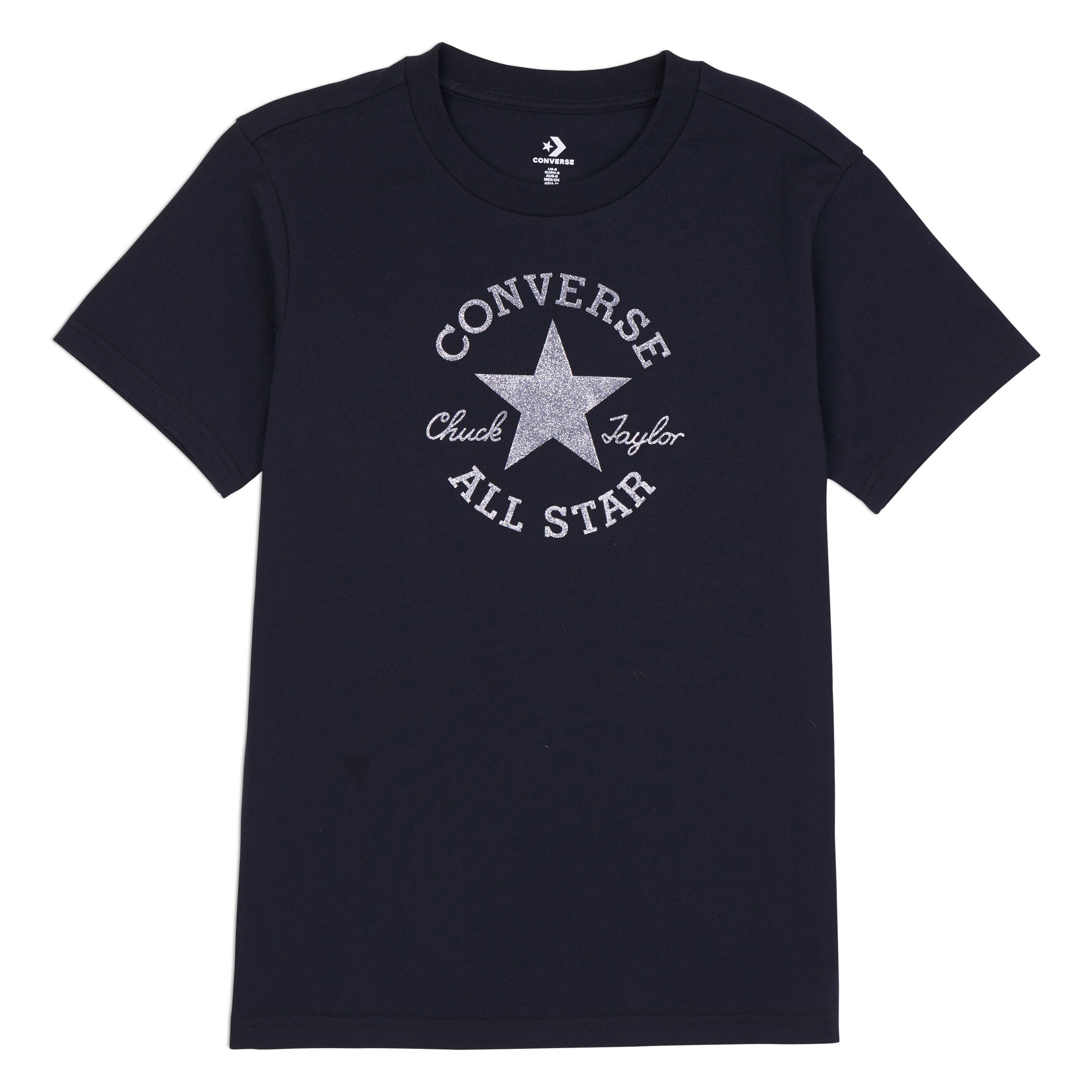 Converse T-shirt WOMEN'S CONVERSE GLITTER T-SHIRT dames tops maat M (38) zwart