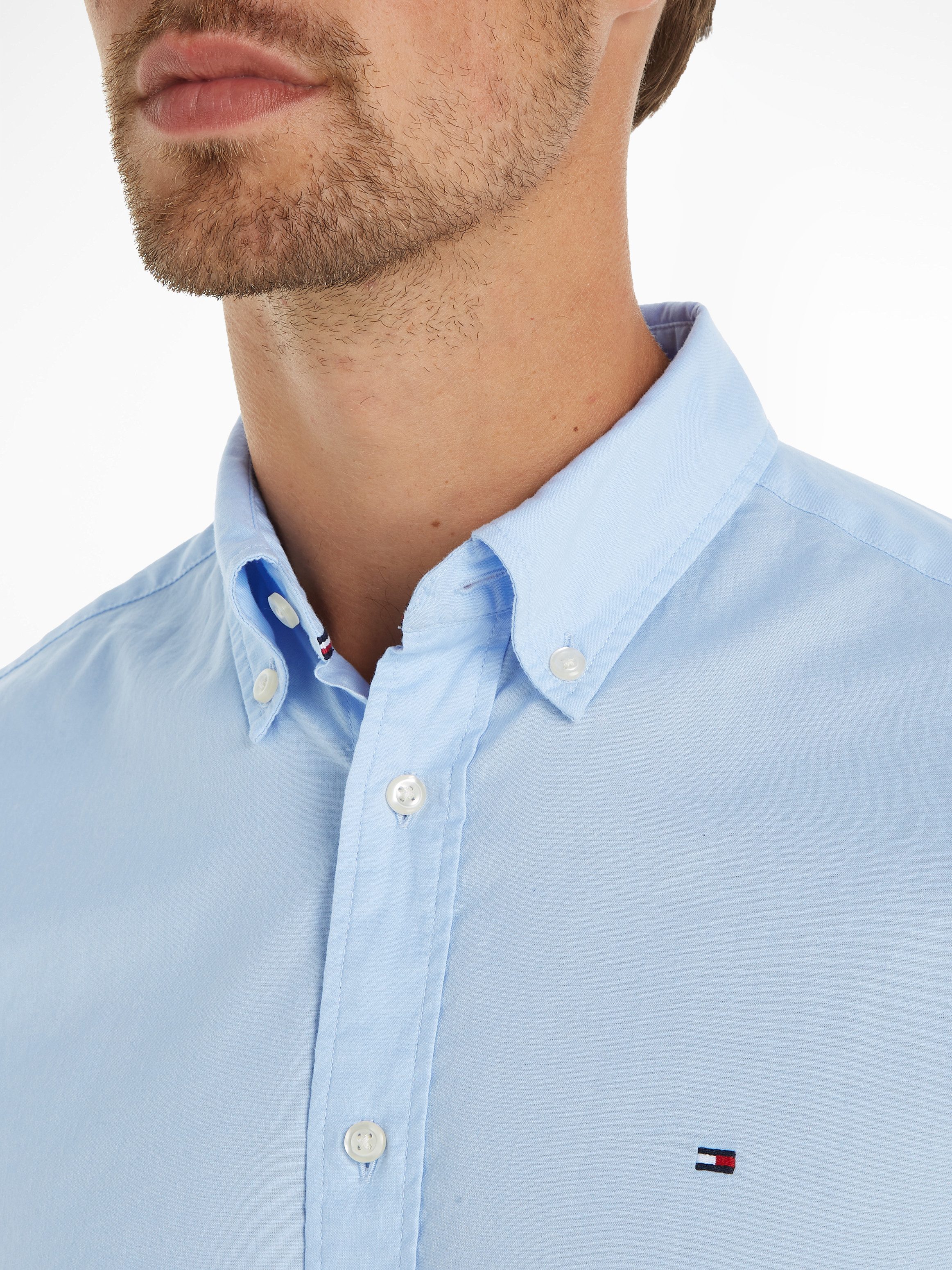 Tommy Hilfiger Overhemd met lange mouwen FLEX POPLIN RF SHIRT met labelschild binnenin de knoopsluiting (1-delig)