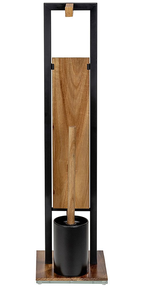 WENKO Toiletset Model Rivalta Acacia geïntegreerde toiletpapierhouder en wc-borstelhouder, acaciahout