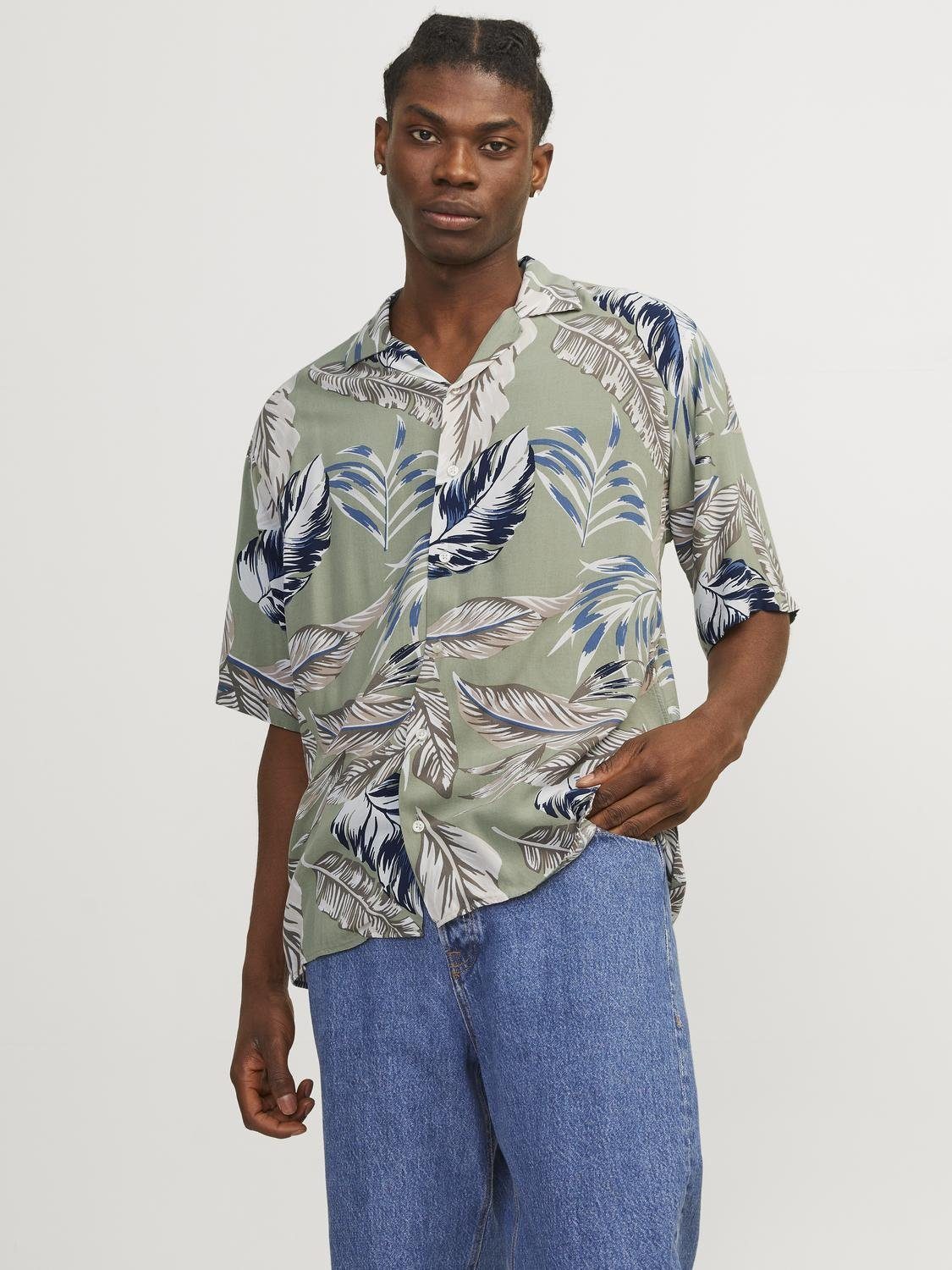 Jack & Jones Hawaï-overhemd JJEJEFF AOP RESORT SHIRT SS SN heren casual overhemden maat XS groen
